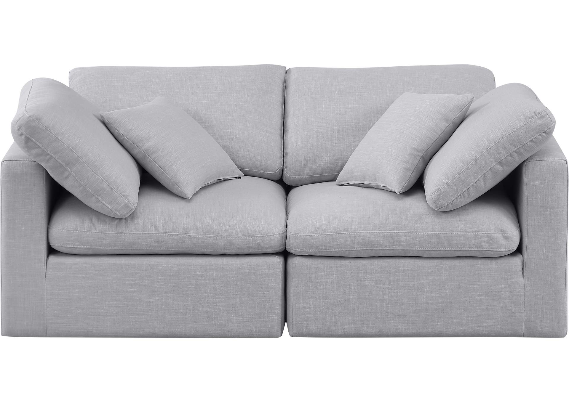 Indulge Grey Linen Textured Fabric Modular Sofa,Meridian Furniture