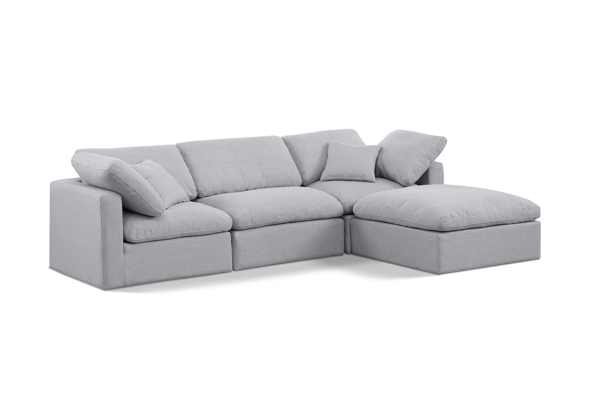 Indulge Grey Linen Textured Fabric Modular Sectional,Meridian Furniture