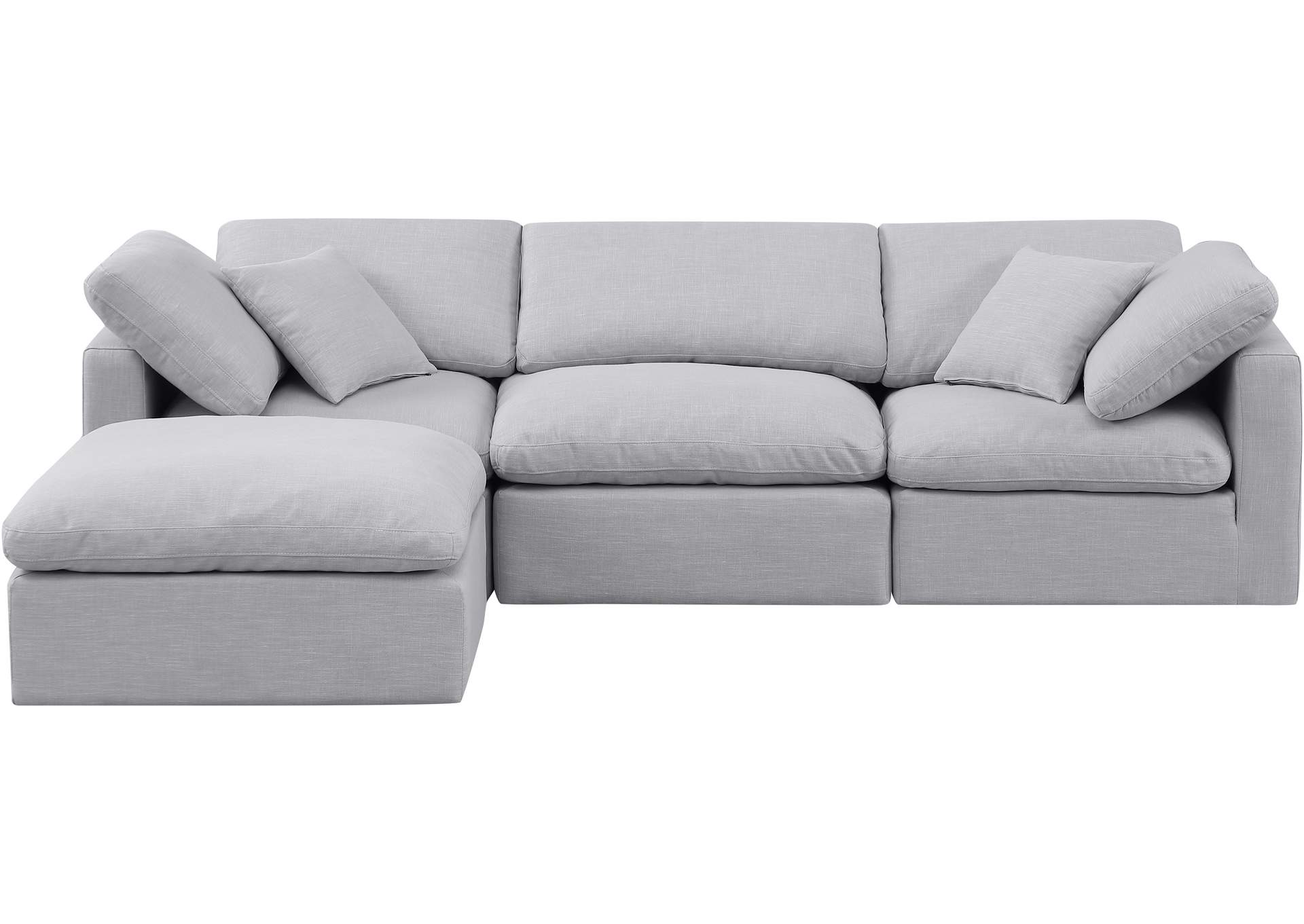 Indulge Grey Linen Textured Fabric Modular Sectional,Meridian Furniture