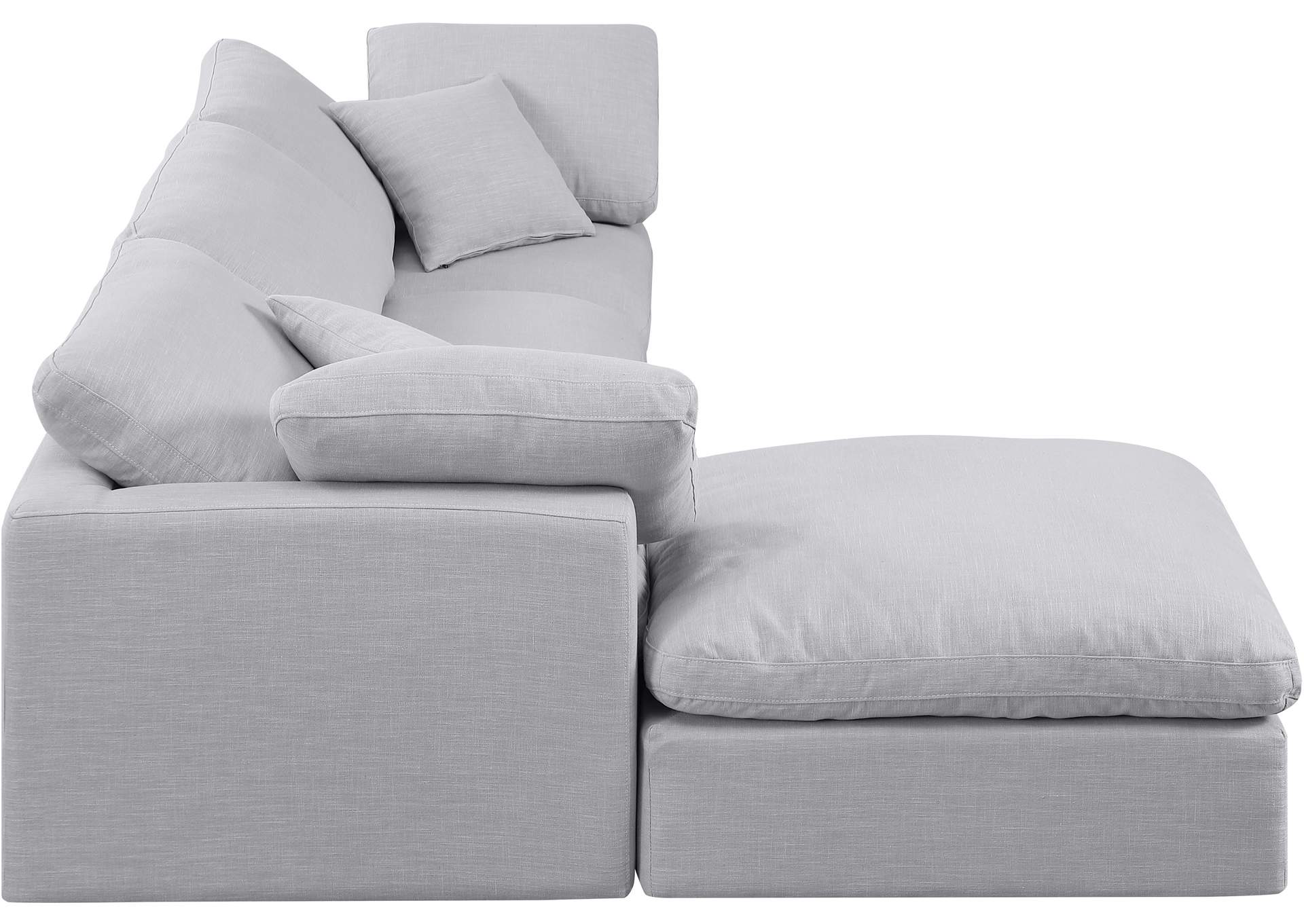 Indulge Grey Linen Textured Fabric Modular Sectional,Meridian Furniture