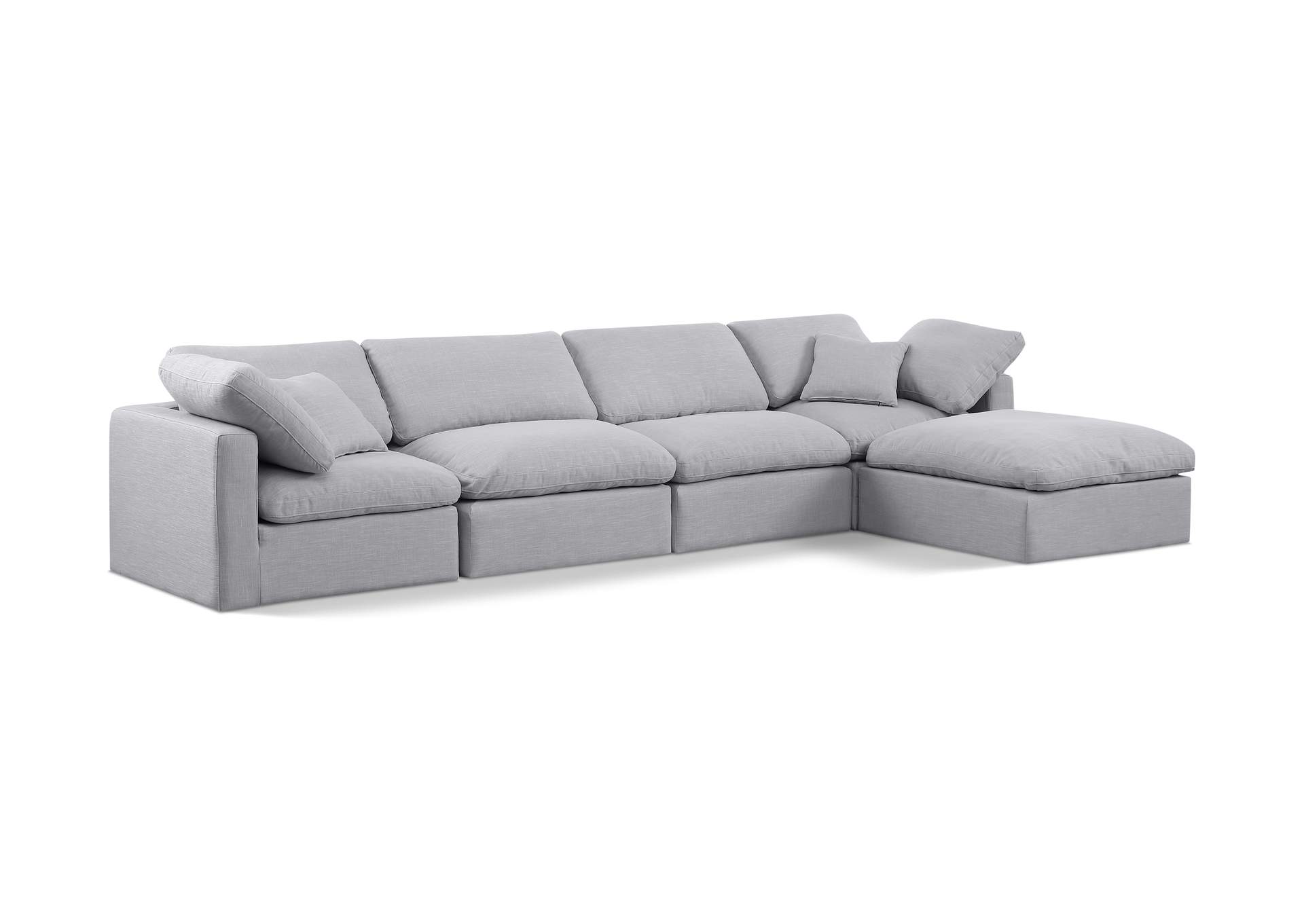 Indulge Grey Linen Textured Fabric Modular Sectional,Meridian Furniture