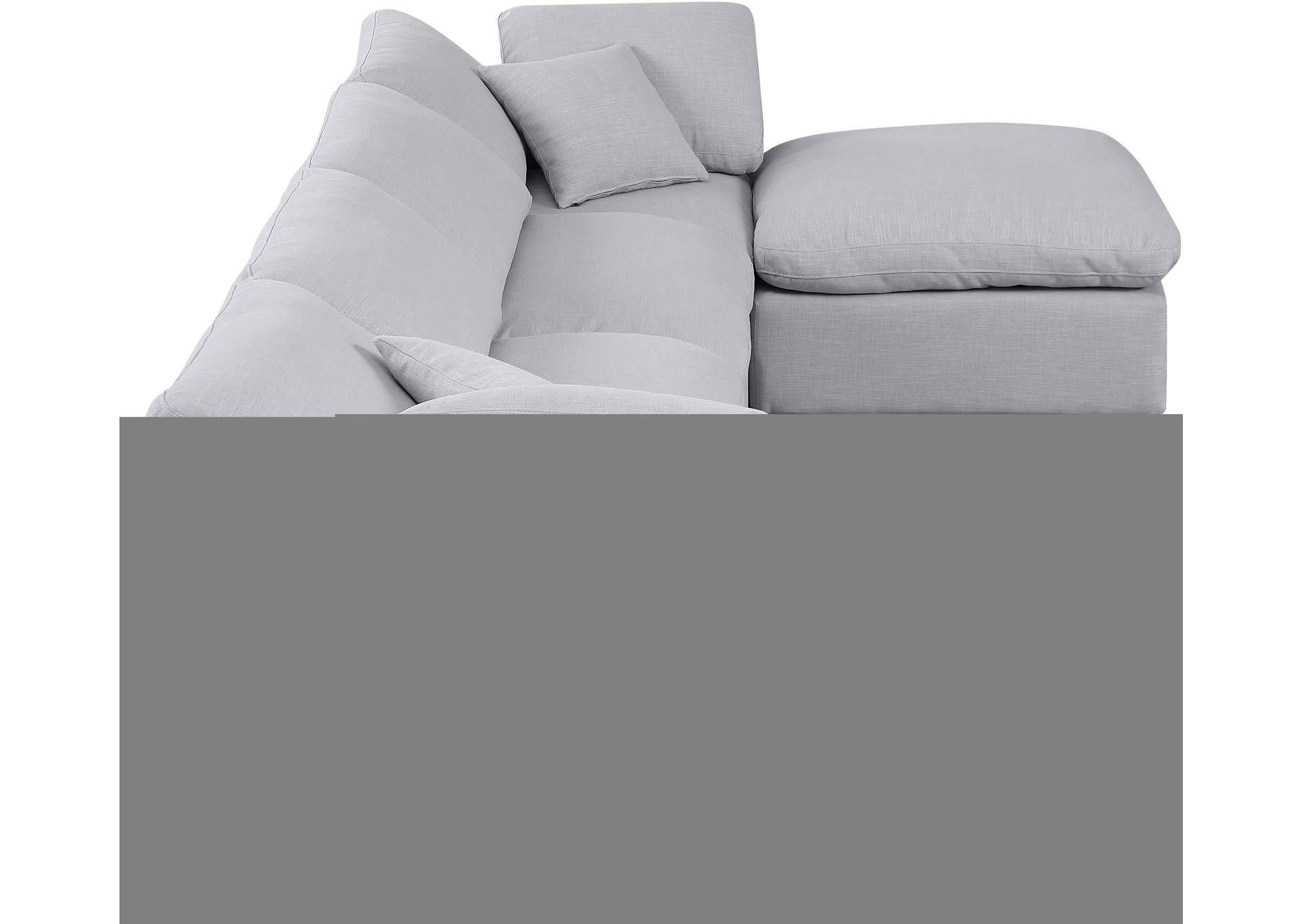 Indulge Grey Linen Textured Fabric Modular Sectional,Meridian Furniture