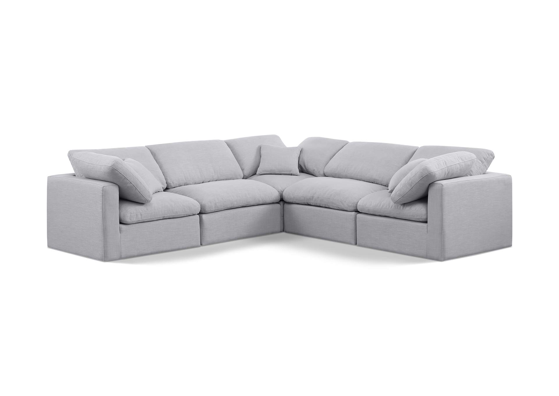 Indulge Grey Linen Textured Fabric Modular Sectional,Meridian Furniture