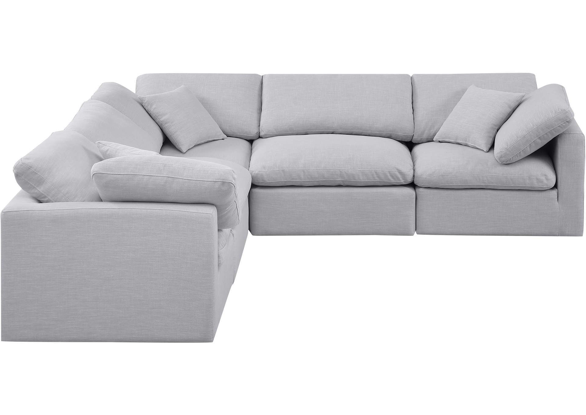 Indulge Grey Linen Textured Fabric Modular Sectional,Meridian Furniture