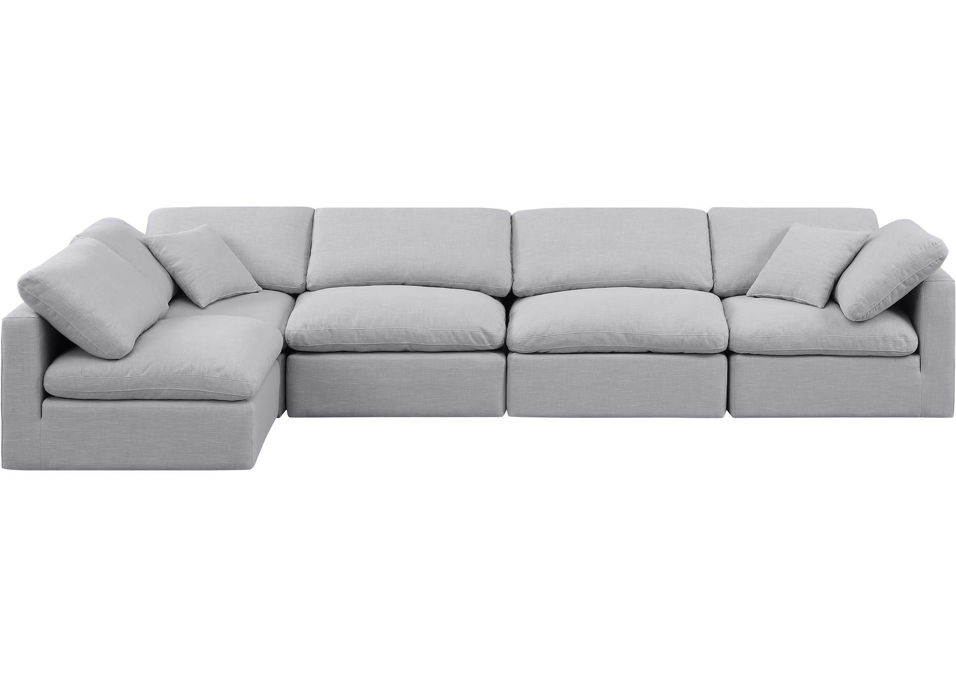 Indulge Grey Linen Textured Fabric Modular Sectional,Meridian Furniture