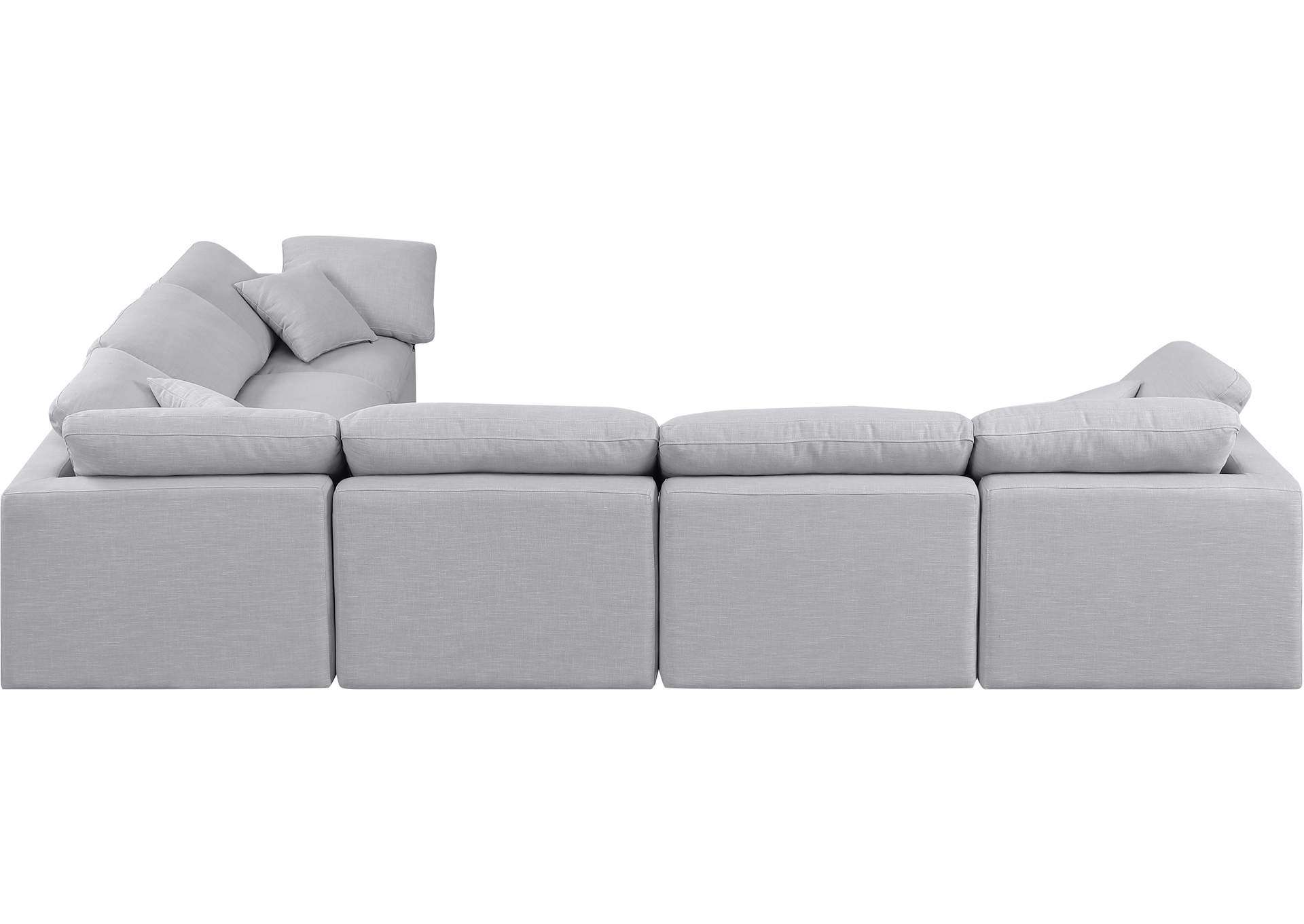 Indulge Grey Linen Textured Fabric Modular Sectional,Meridian Furniture