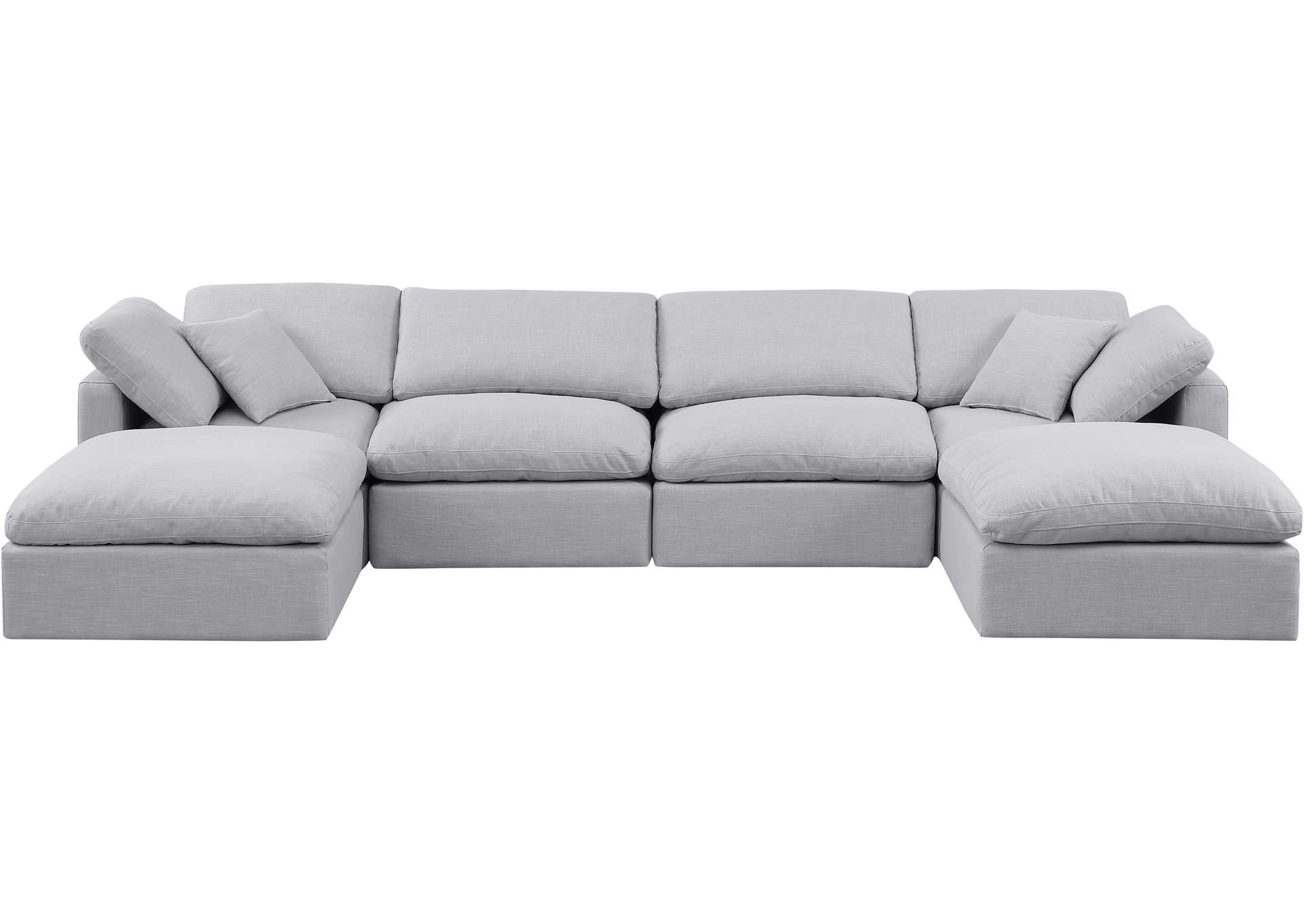 Indulge Grey Linen Textured Fabric Modular Sectional,Meridian Furniture