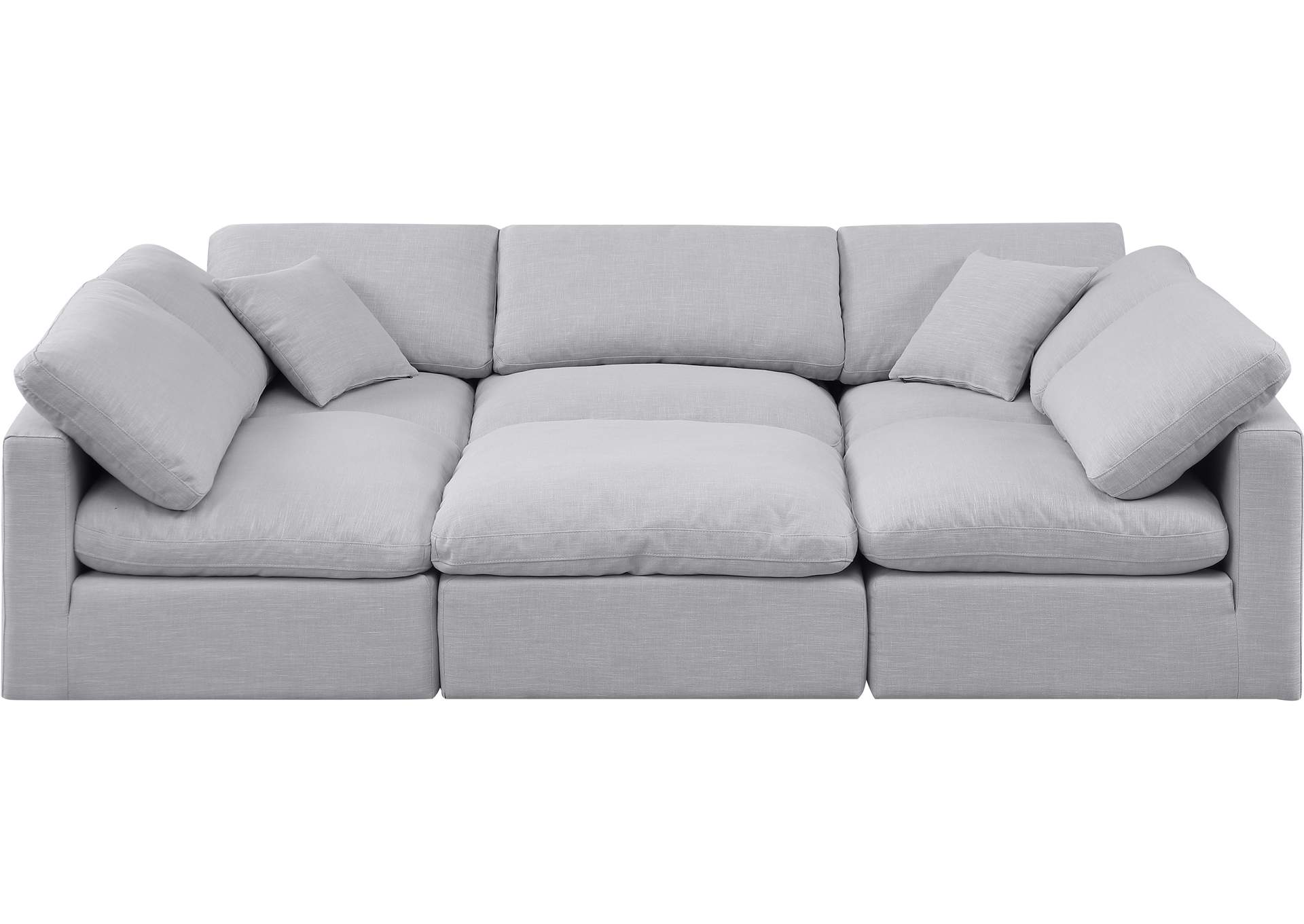 Indulge Grey Linen Textured Fabric Modular Sectional,Meridian Furniture