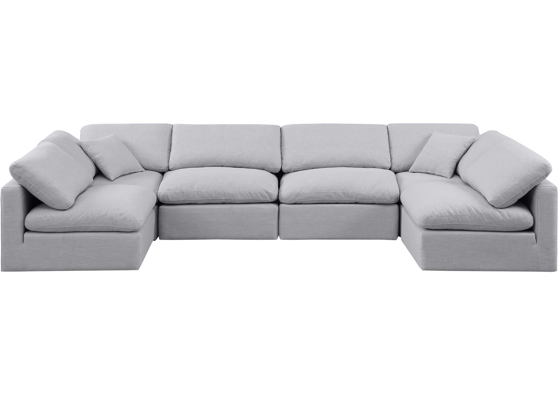 Indulge Grey Linen Textured Fabric Modular Sectional,Meridian Furniture