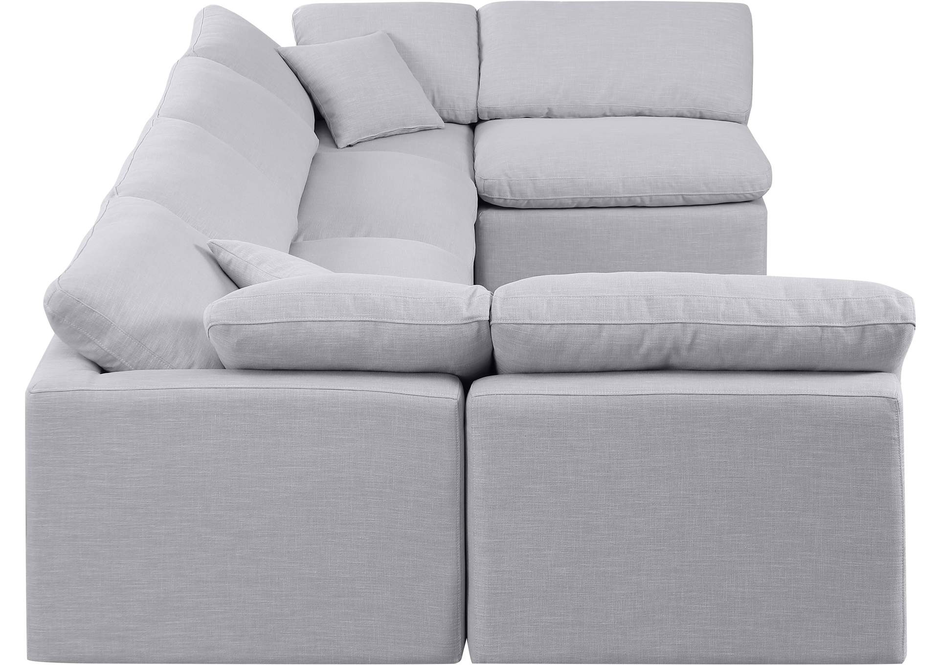 Indulge Grey Linen Textured Fabric Modular Sectional,Meridian Furniture