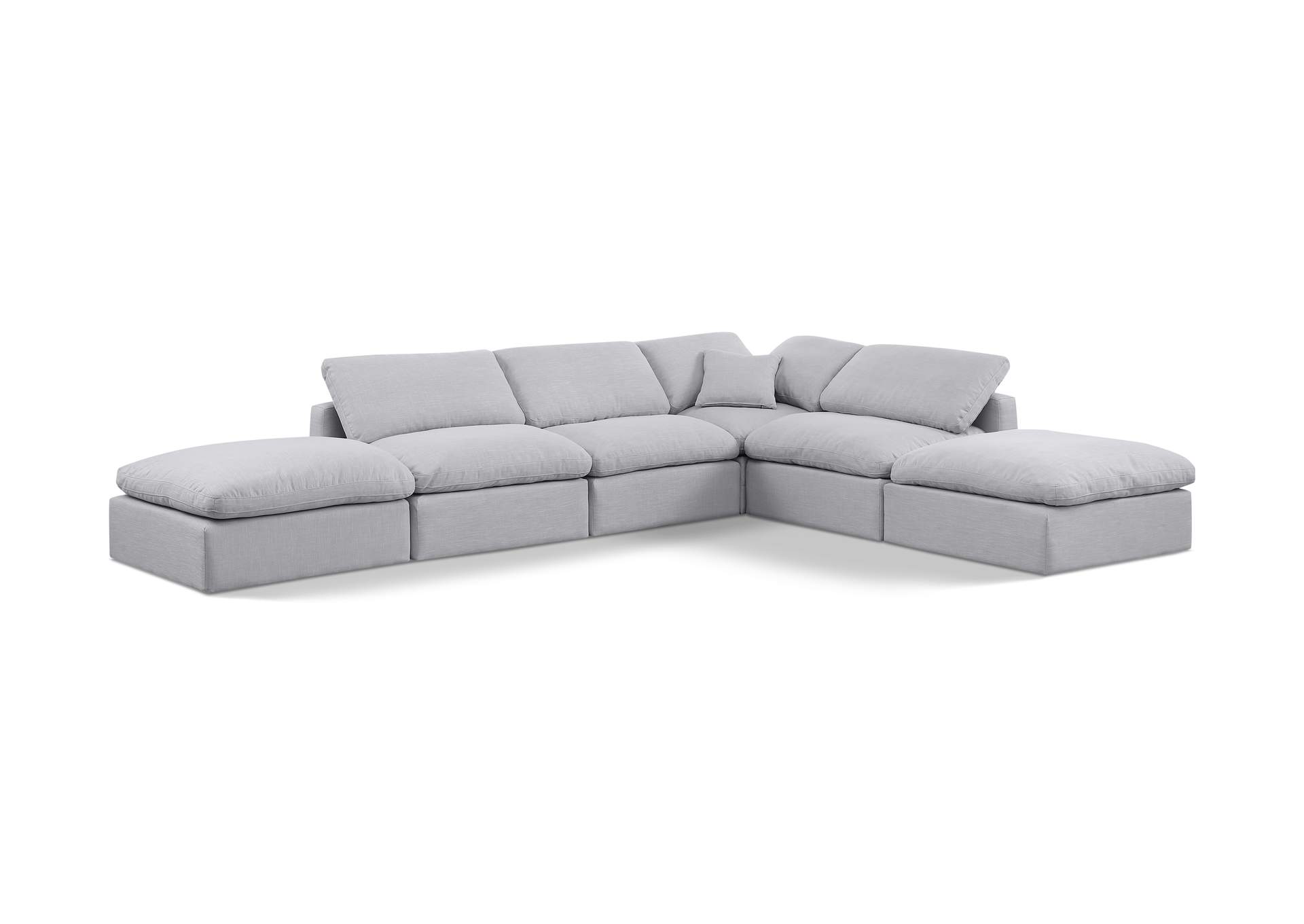Indulge Grey Linen Textured Fabric Modular Sectional,Meridian Furniture
