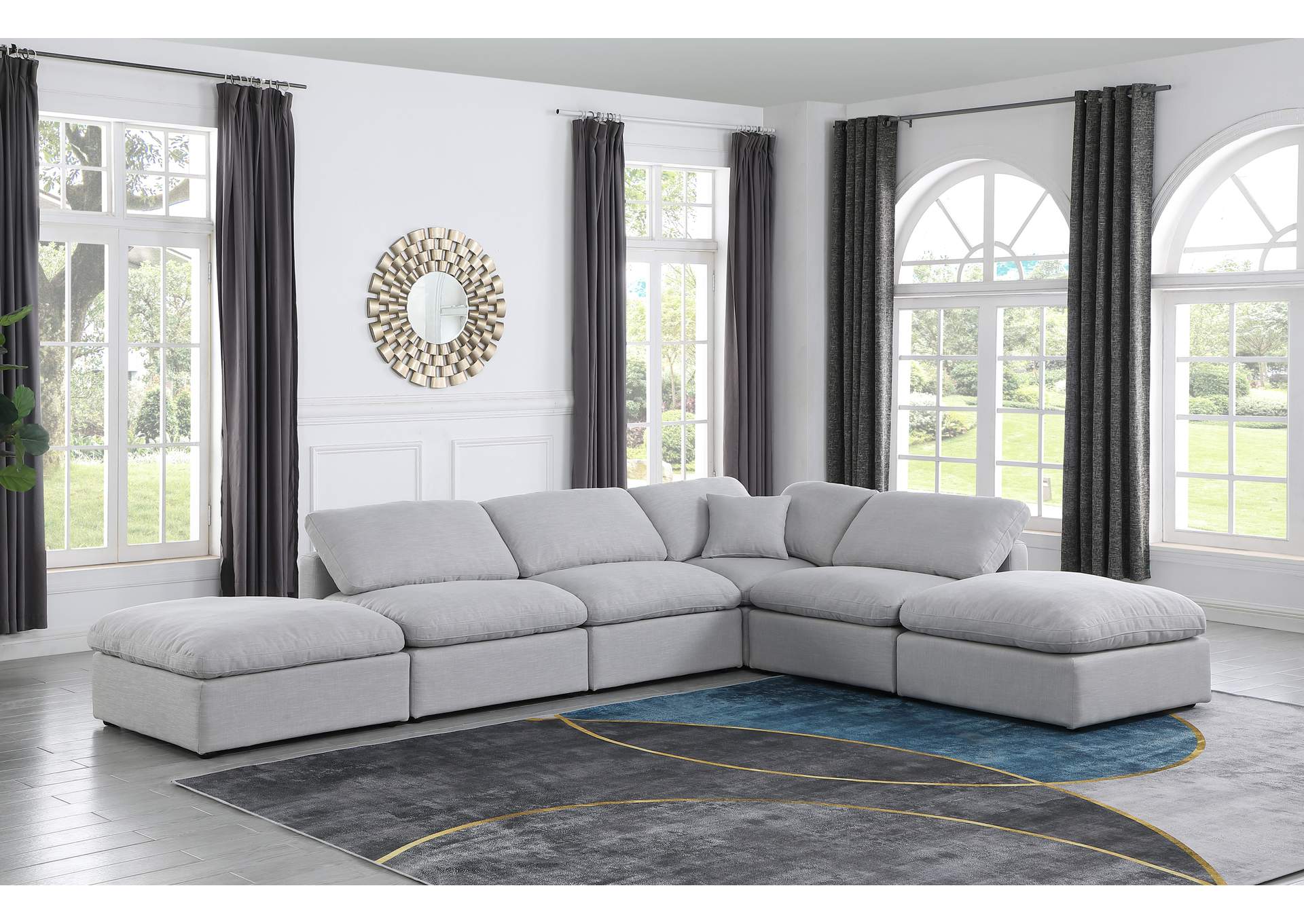 Indulge Grey Linen Textured Fabric Modular Sectional,Meridian Furniture