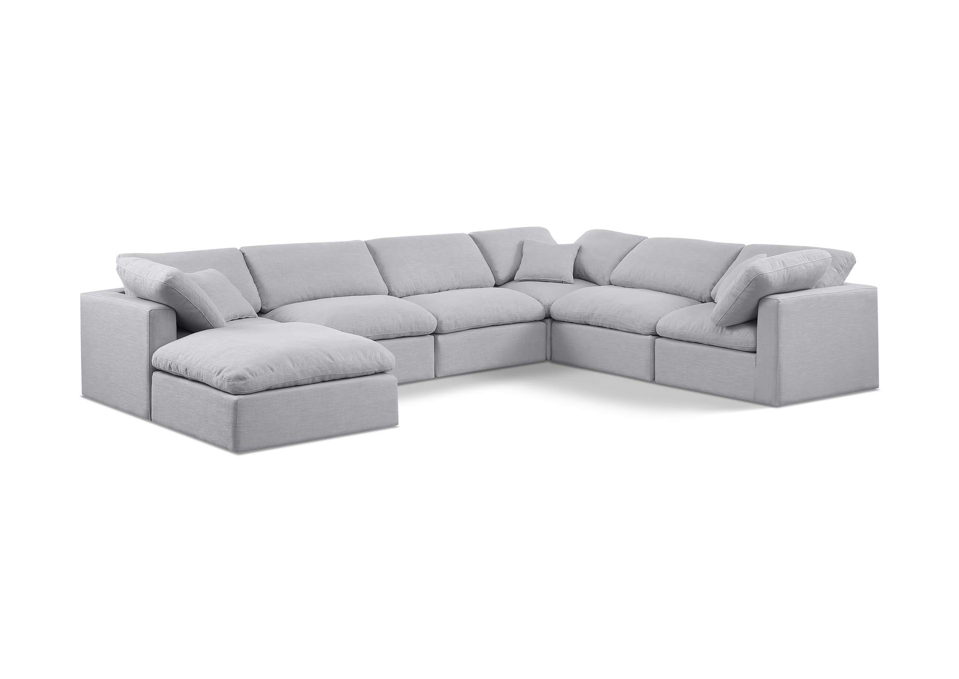 Indulge Grey Linen Textured Fabric Modular Sectional,Meridian Furniture