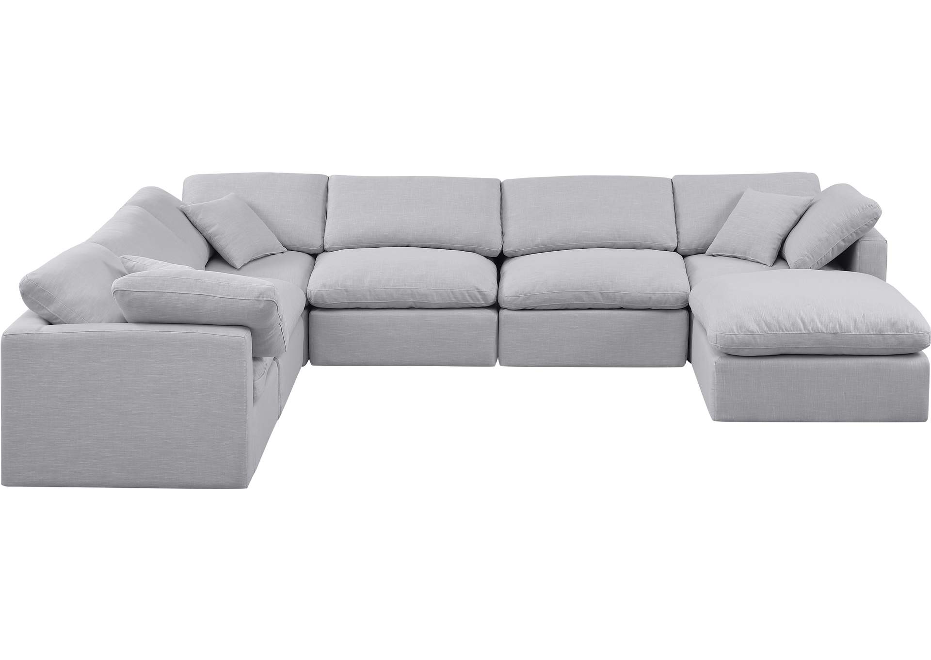 Indulge Grey Linen Textured Fabric Modular Sectional,Meridian Furniture