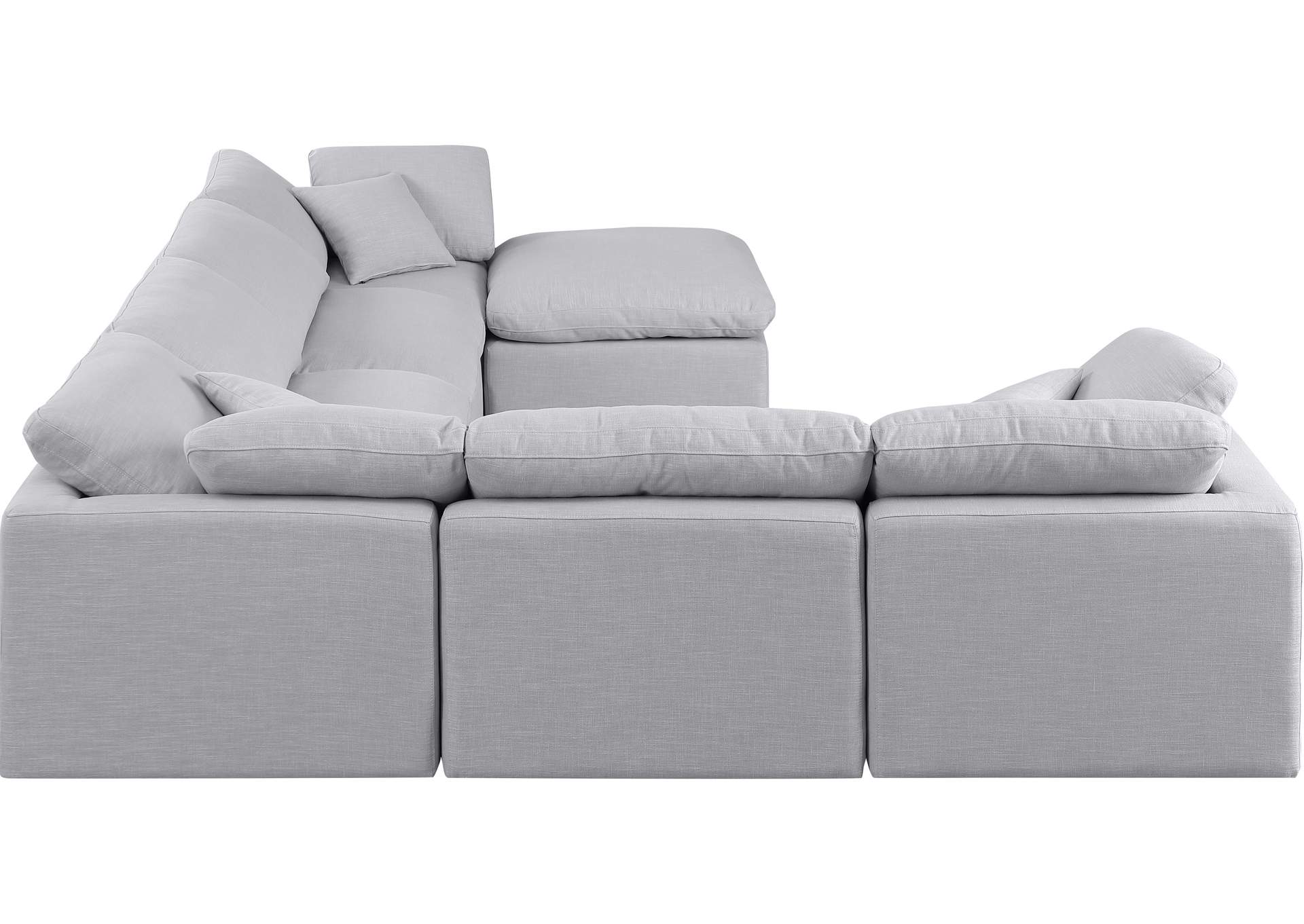 Indulge Grey Linen Textured Fabric Modular Sectional,Meridian Furniture