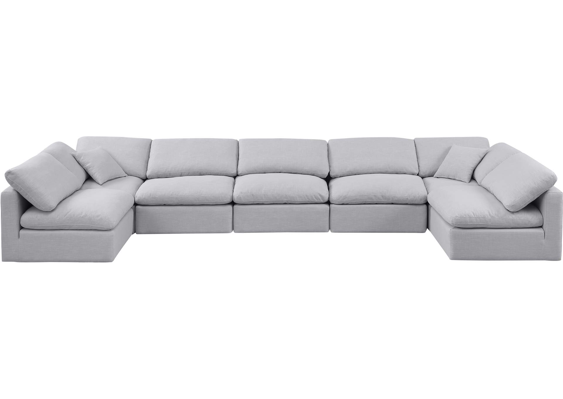 Indulge Grey Linen Textured Fabric Modular Sectional,Meridian Furniture