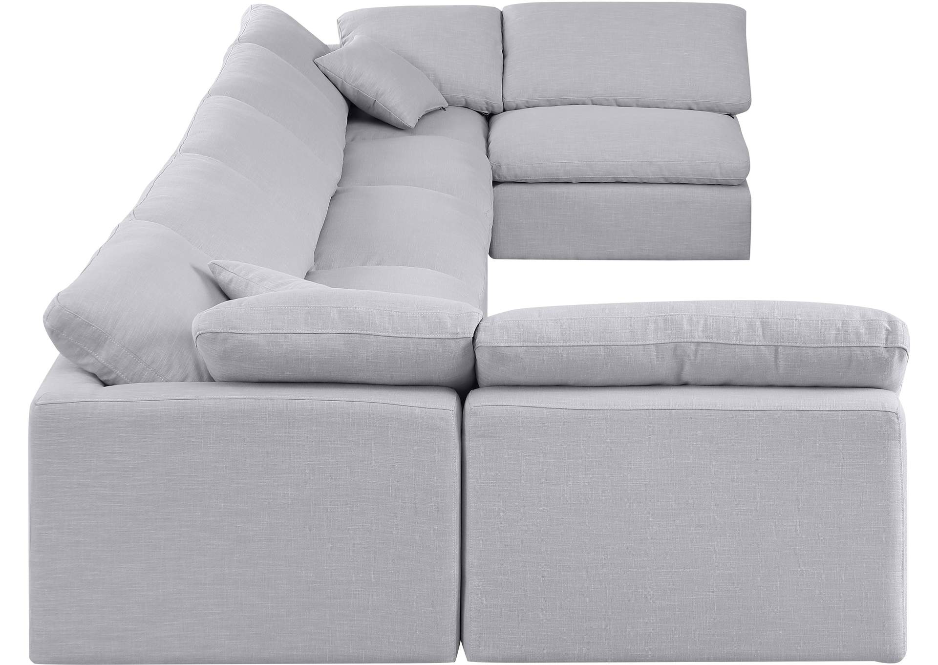 Indulge Grey Linen Textured Fabric Modular Sectional,Meridian Furniture