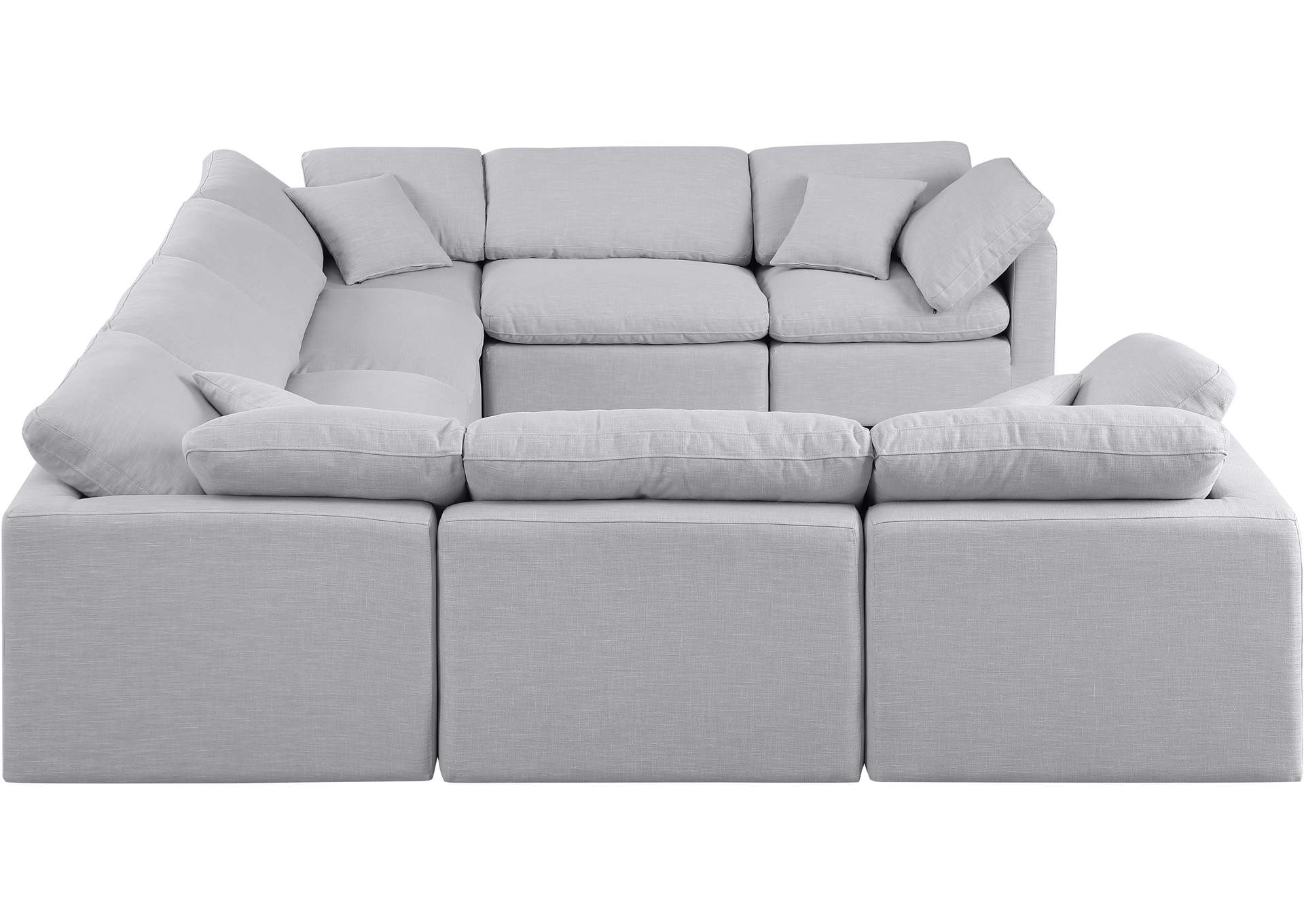 Indulge Grey Linen Textured Fabric Modular Sectional,Meridian Furniture