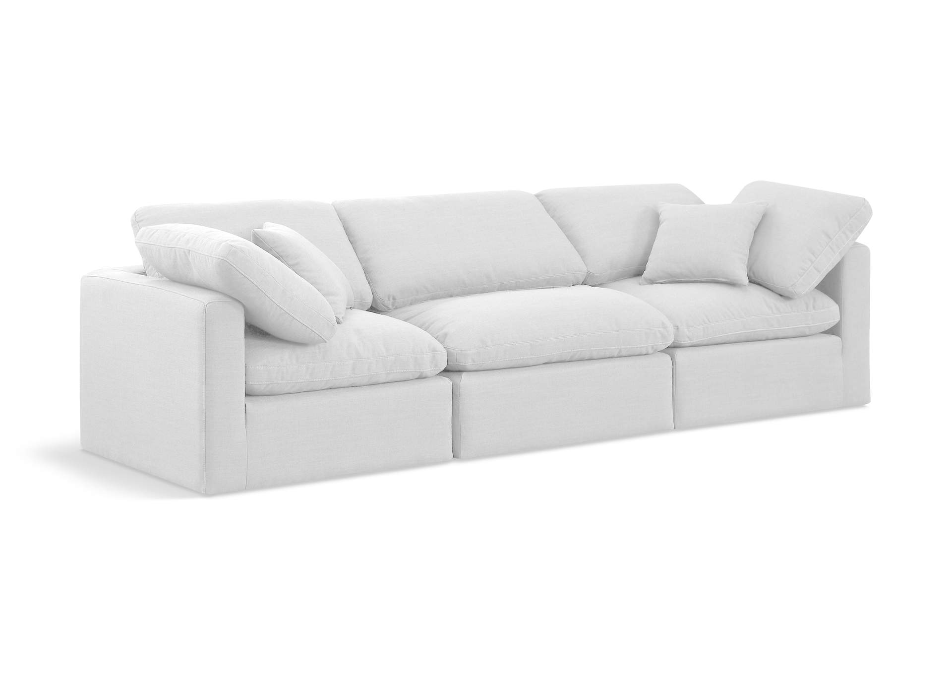 Indulge White Linen Textured Fabric Modular Sofa,Meridian Furniture