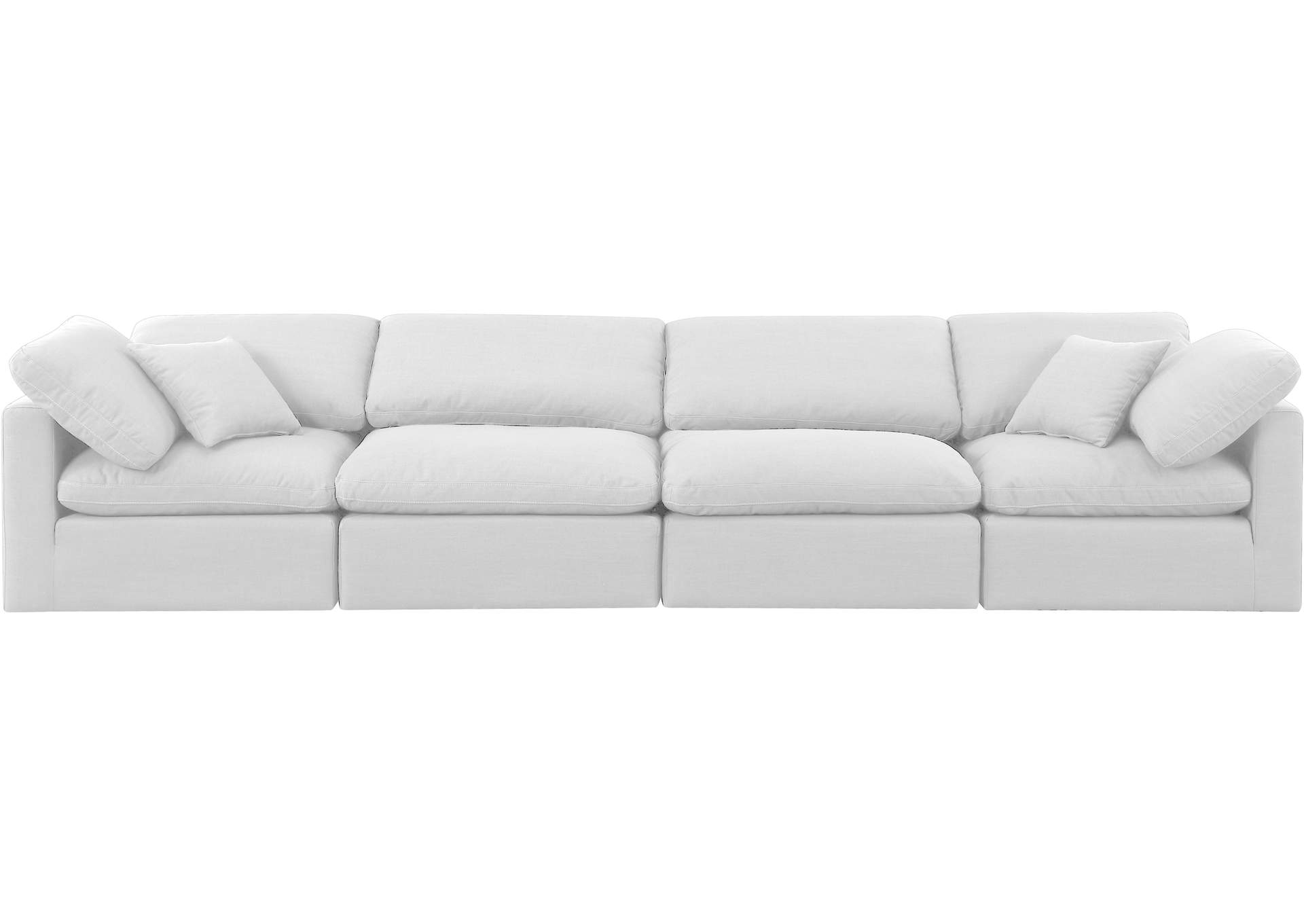 Indulge White Linen Textured Fabric Modular Sofa,Meridian Furniture