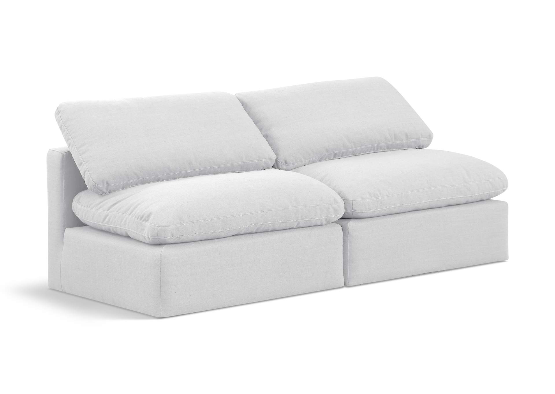 Indulge White Linen Textured Fabric Modular Sofa,Meridian Furniture