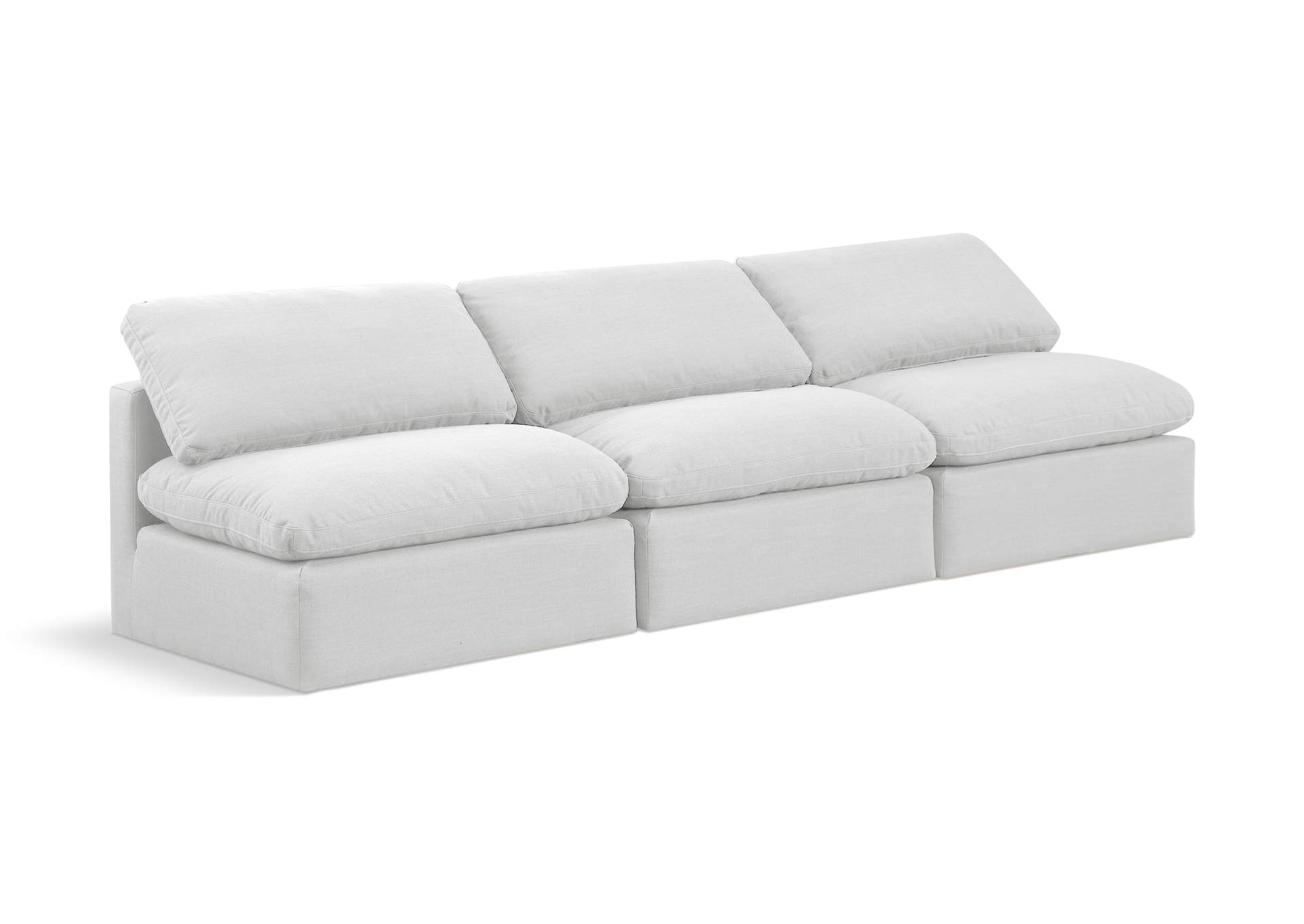 Indulge White Linen Textured Fabric Modular Sofa,Meridian Furniture