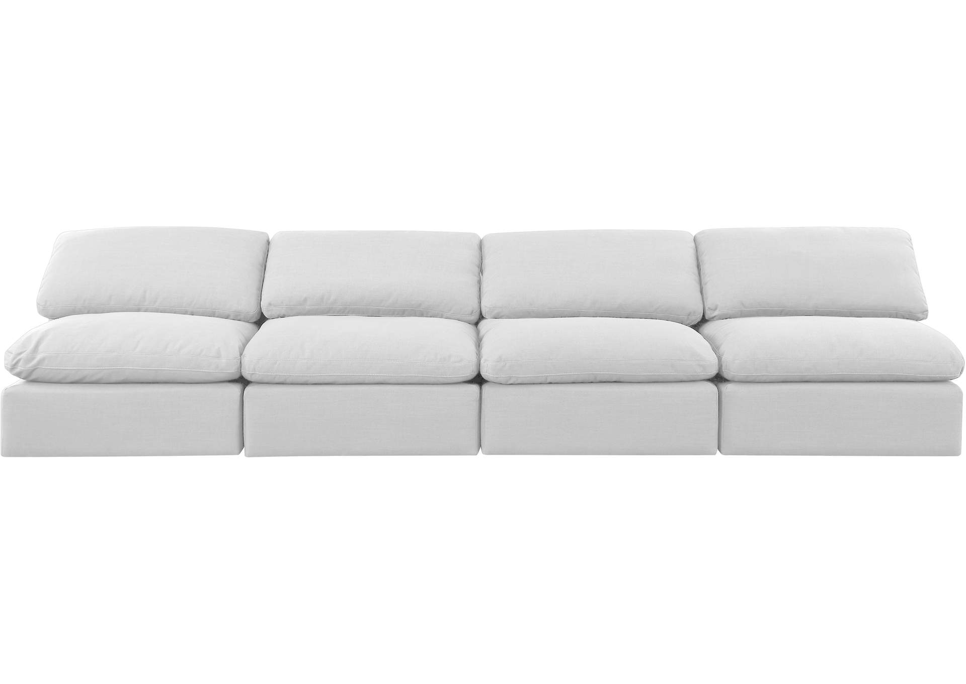 Indulge White Linen Textured Fabric Modular Sofa,Meridian Furniture