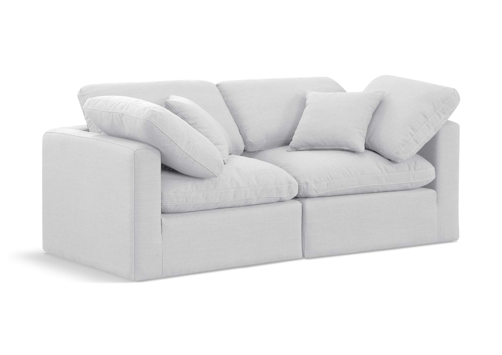 Indulge White Linen Textured Fabric Modular Sofa,Meridian Furniture