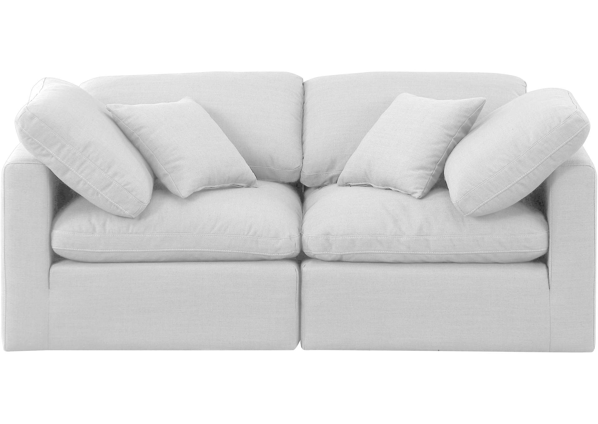 Indulge White Linen Textured Fabric Modular Sofa,Meridian Furniture