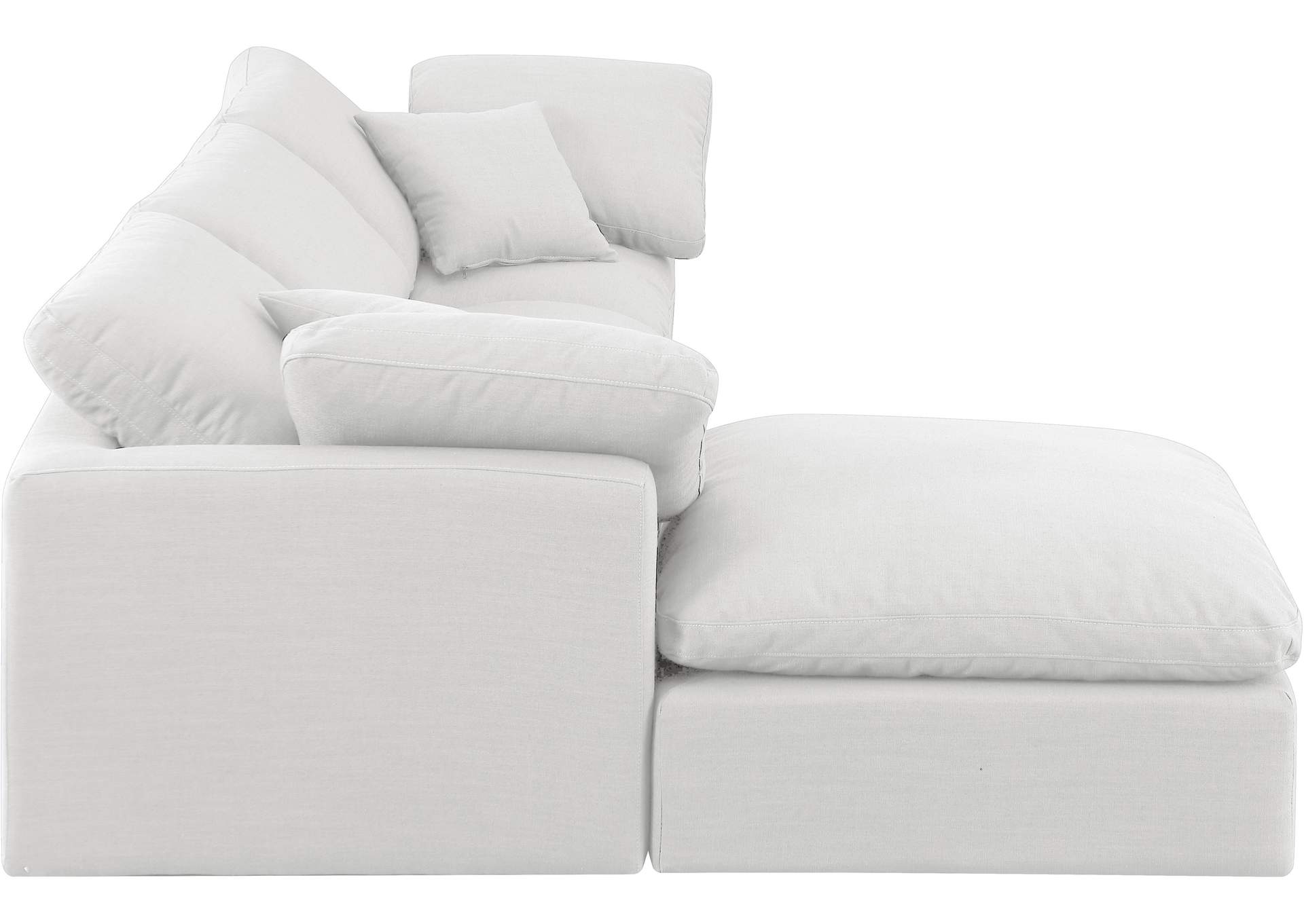 Indulge White Linen Textured Fabric Modular Sectional,Meridian Furniture