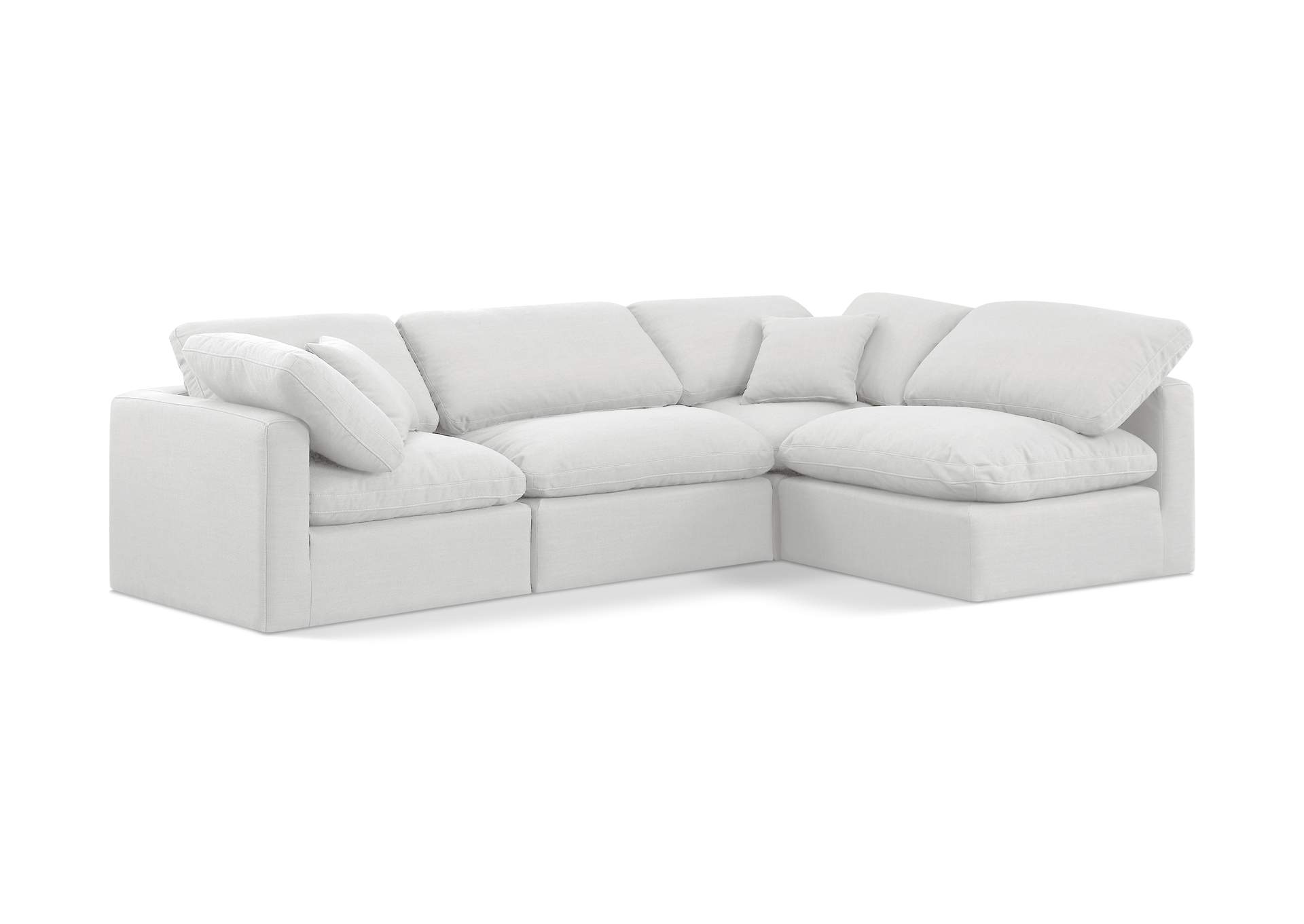 Indulge White Linen Textured Fabric Modular Sectional,Meridian Furniture