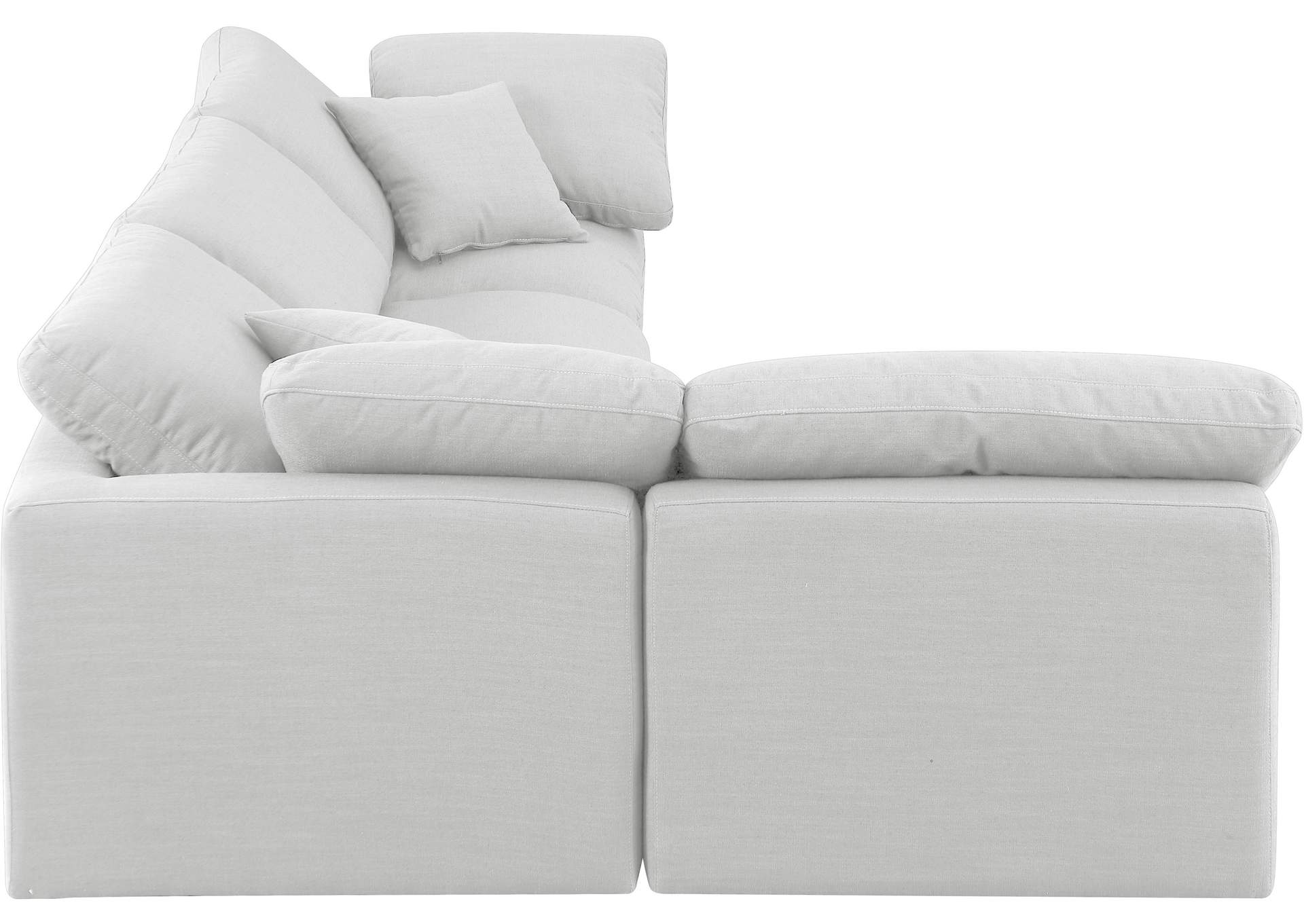 Indulge White Linen Textured Fabric Modular Sectional,Meridian Furniture