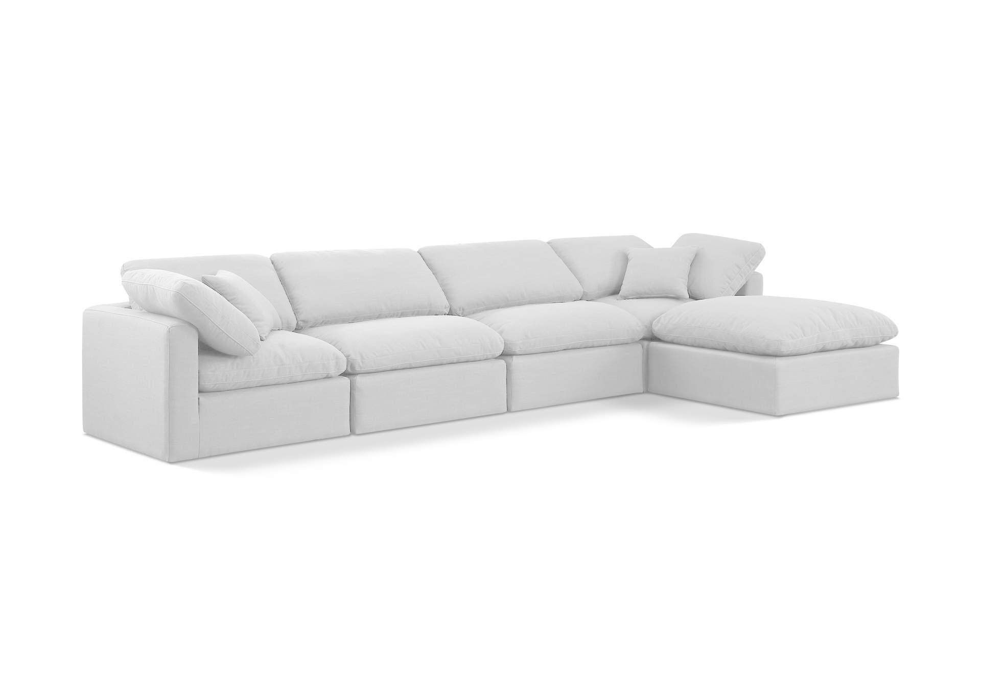 Indulge White Linen Textured Fabric Modular Sectional,Meridian Furniture