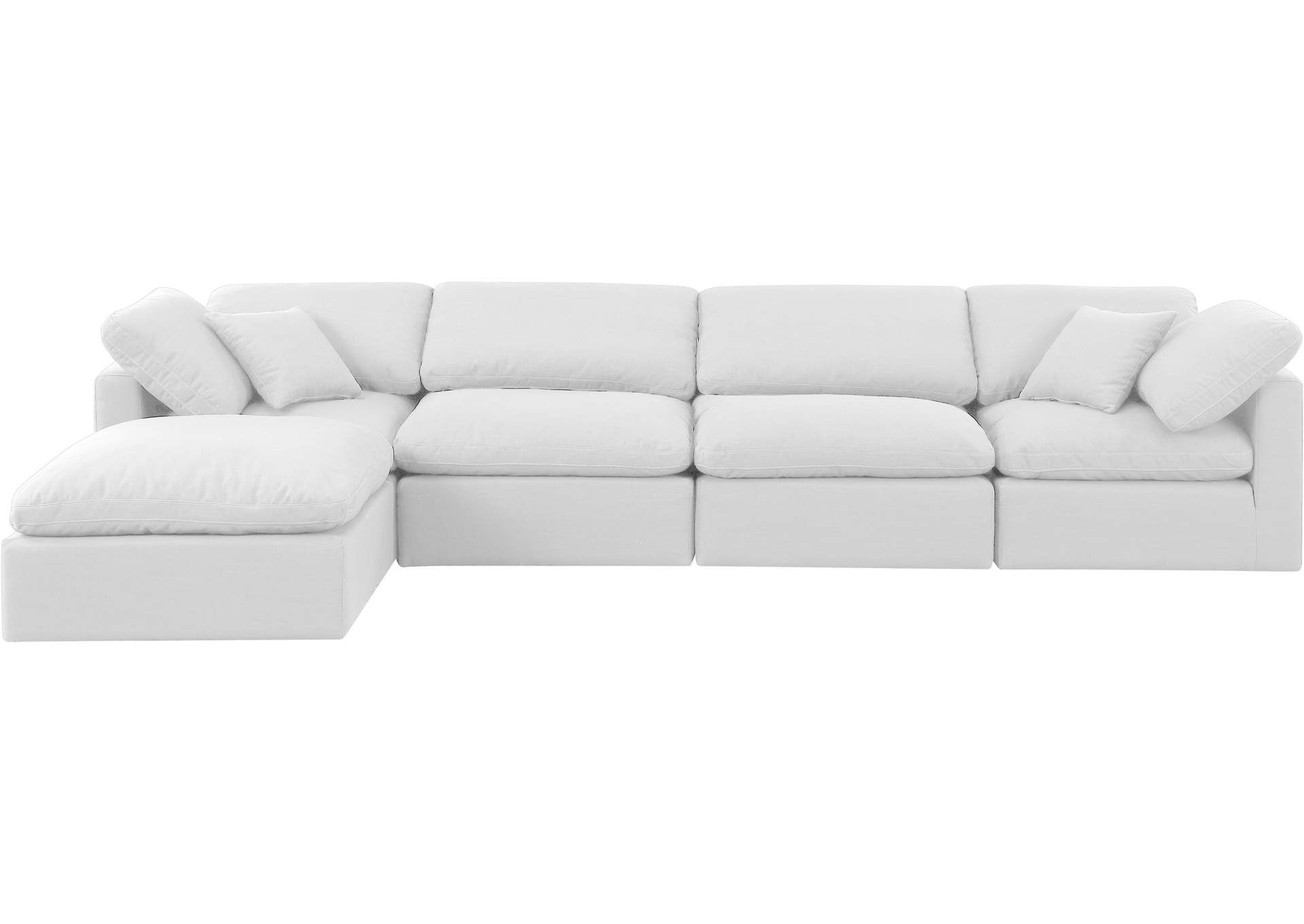 Indulge White Linen Textured Fabric Modular Sectional,Meridian Furniture