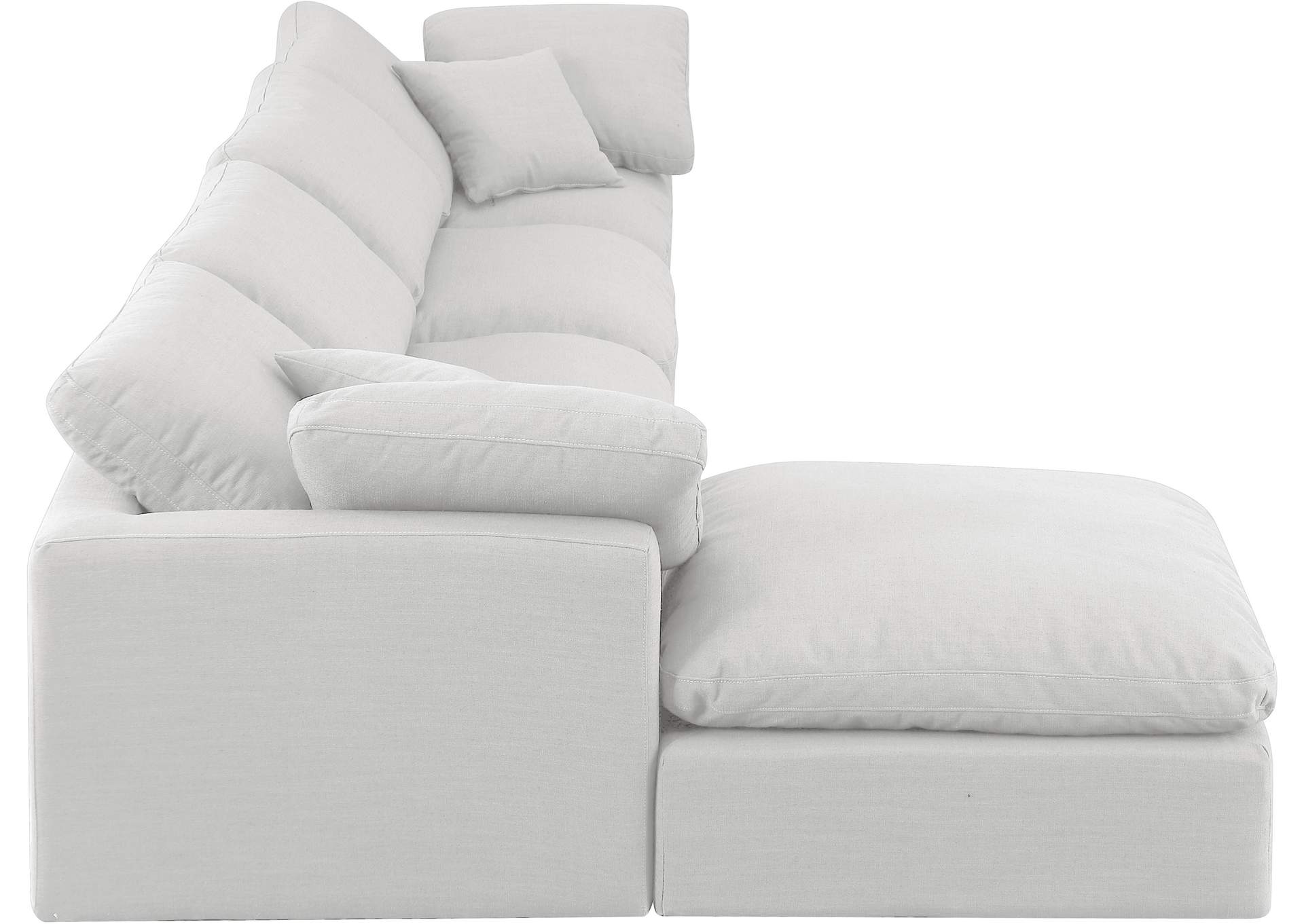 Indulge White Linen Textured Fabric Modular Sectional,Meridian Furniture