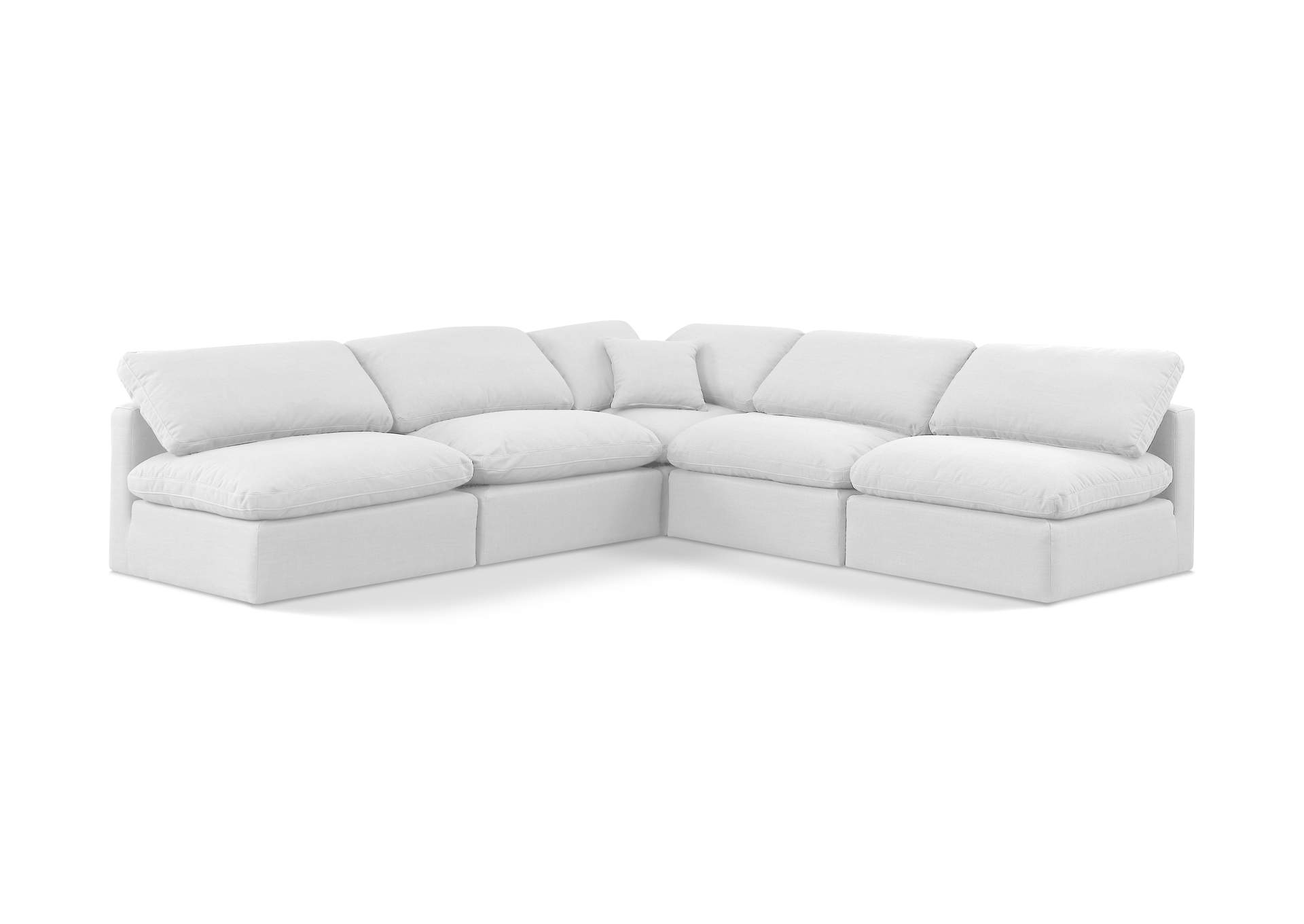 Indulge White Linen Textured Fabric Modular Sectional,Meridian Furniture