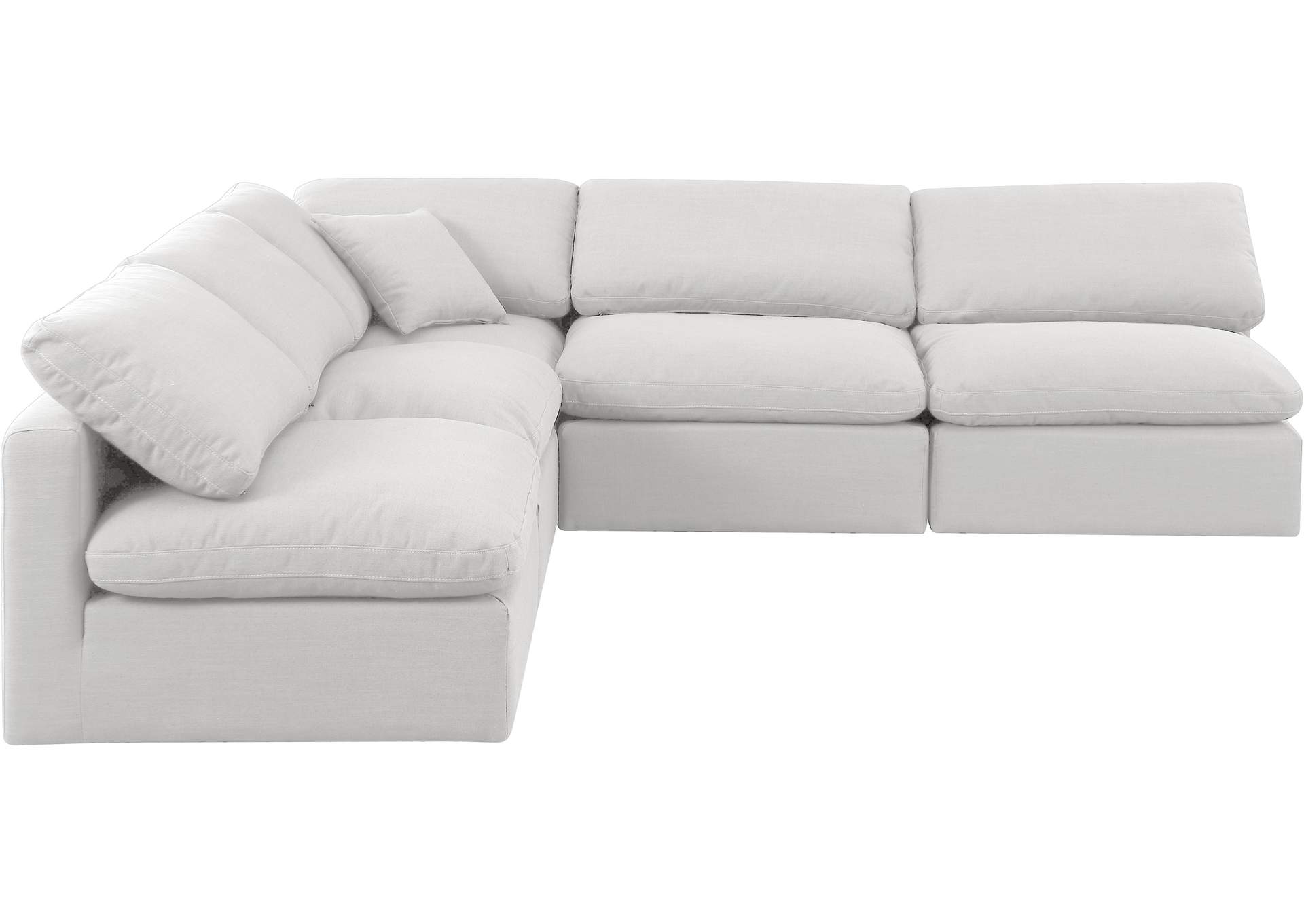 Indulge White Linen Textured Fabric Modular Sectional,Meridian Furniture