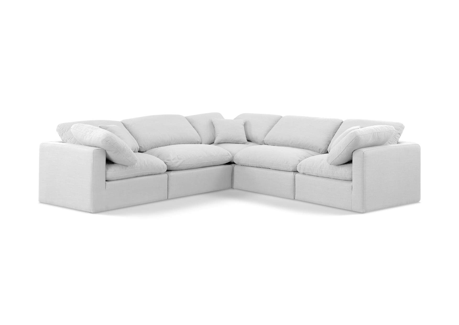 Indulge White Linen Textured Fabric Modular Sectional,Meridian Furniture