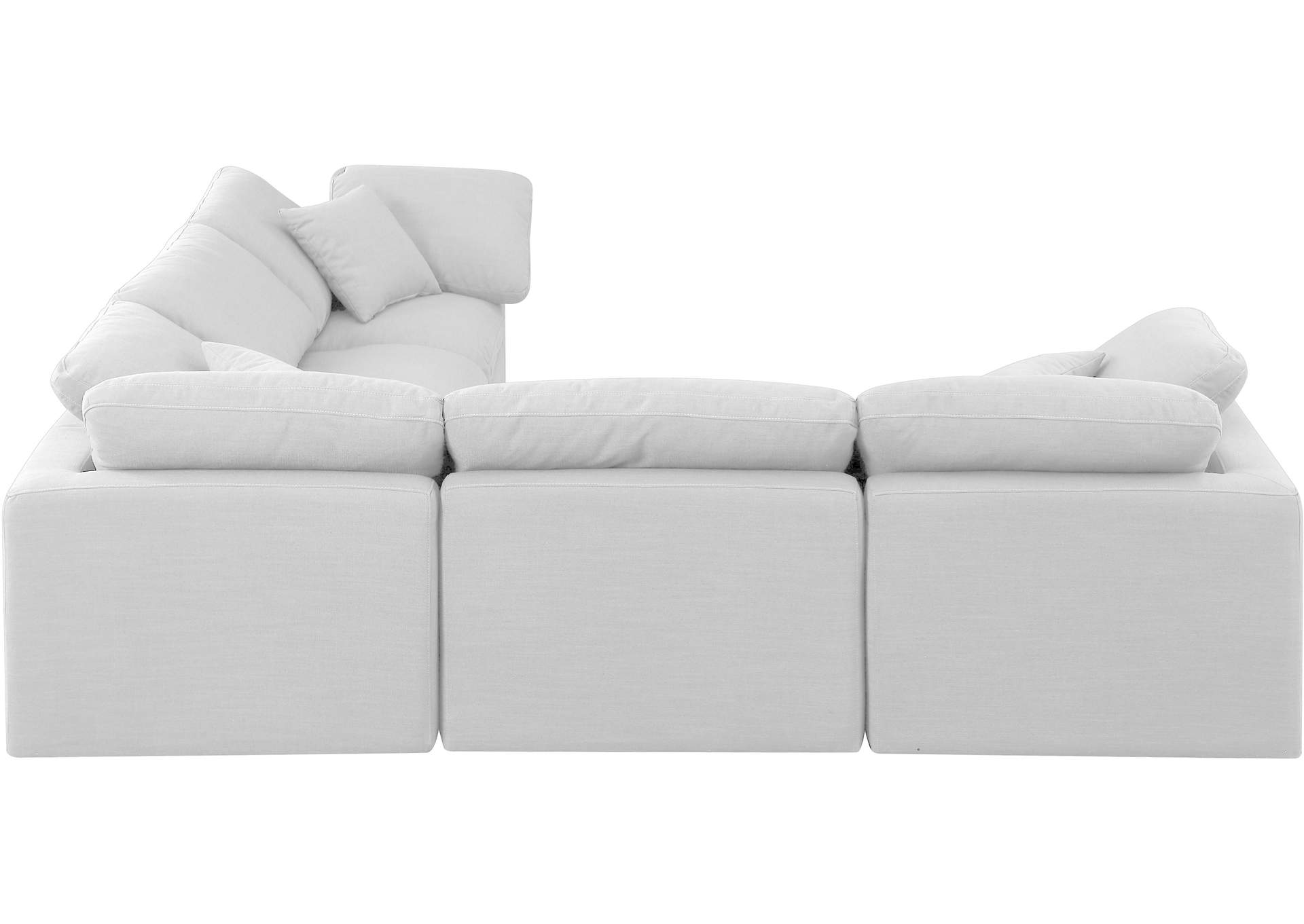 Indulge White Linen Textured Fabric Modular Sectional,Meridian Furniture