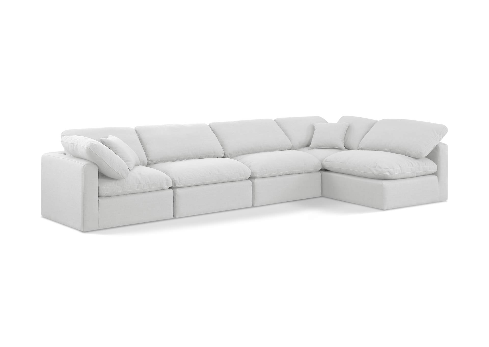 Indulge White Linen Textured Fabric Modular Sectional,Meridian Furniture
