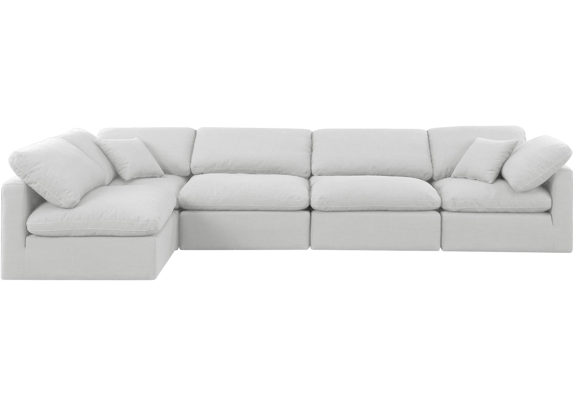 Indulge White Linen Textured Fabric Modular Sectional,Meridian Furniture
