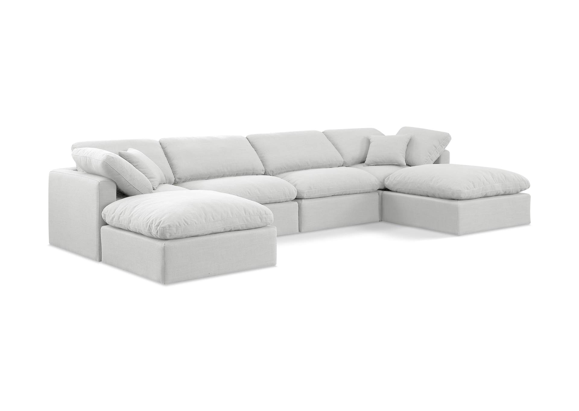Indulge White Linen Textured Fabric Modular Sectional,Meridian Furniture