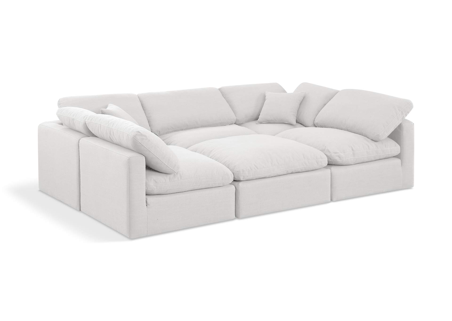 Indulge White Linen Textured Fabric Modular Sectional,Meridian Furniture