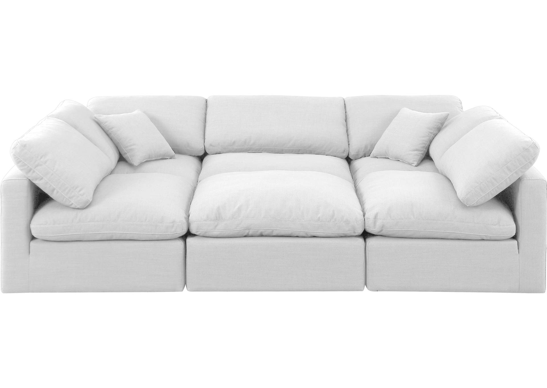Indulge White Linen Textured Fabric Modular Sectional,Meridian Furniture