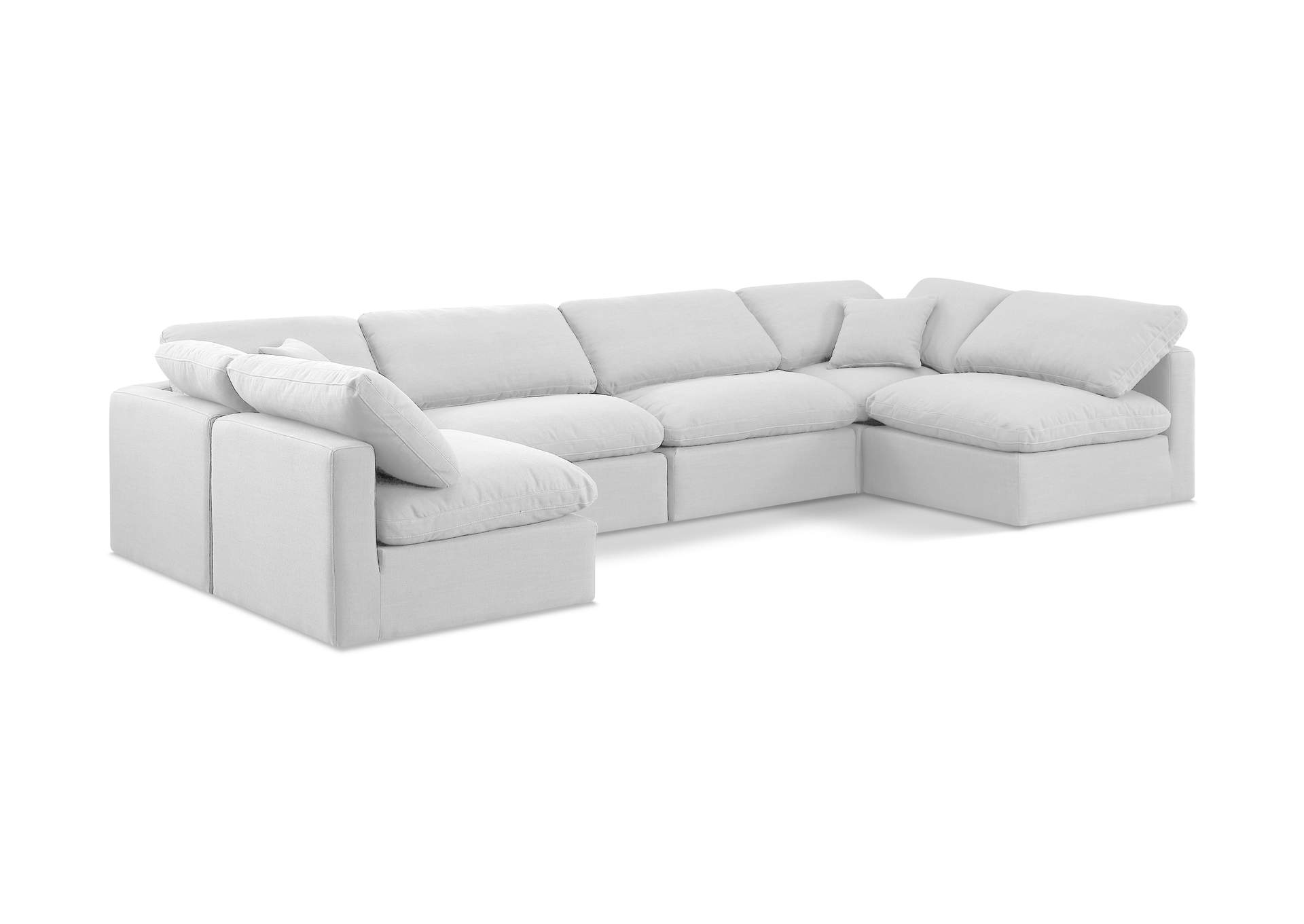 Indulge White Linen Textured Fabric Modular Sectional,Meridian Furniture
