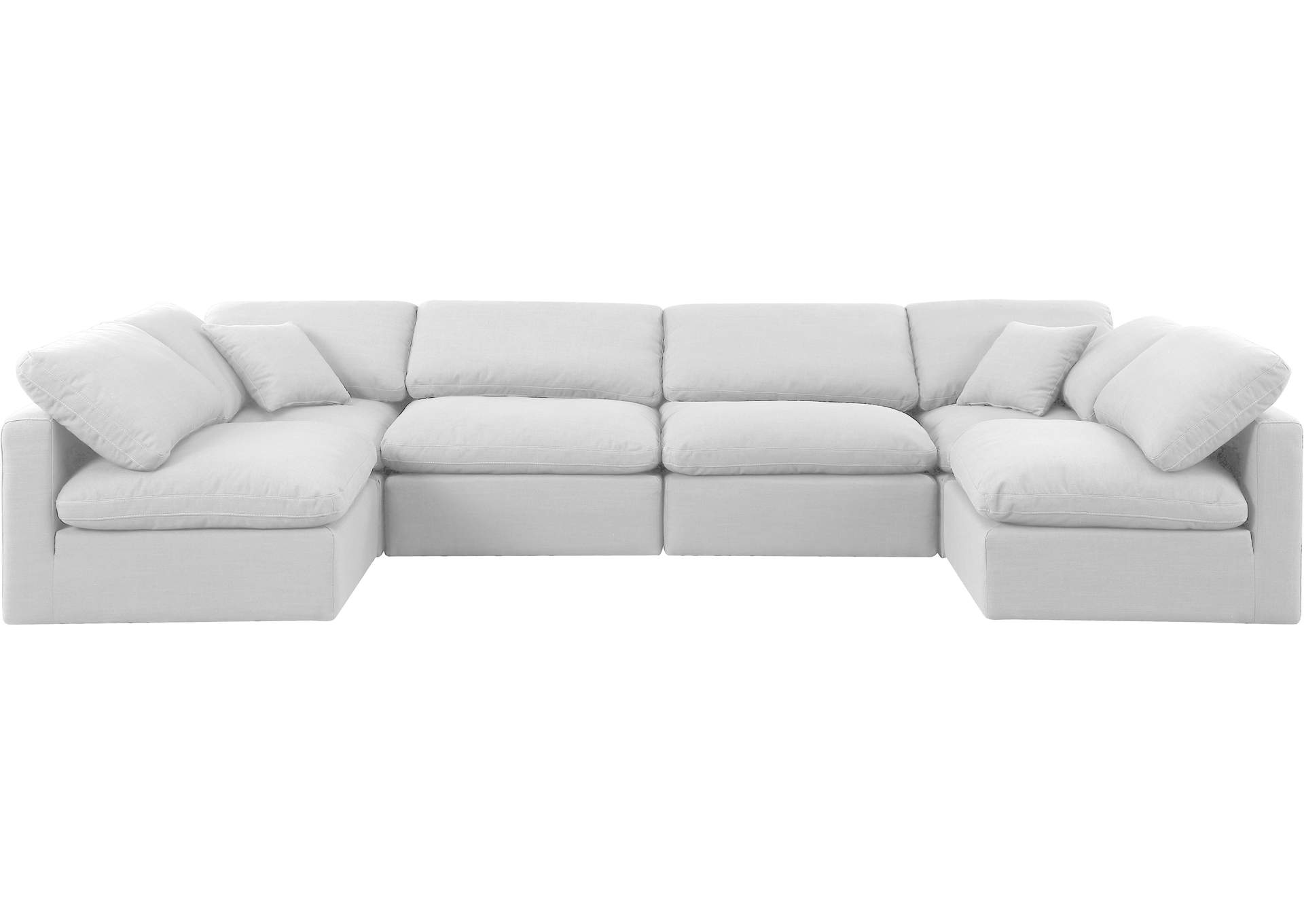 Indulge White Linen Textured Fabric Modular Sectional,Meridian Furniture