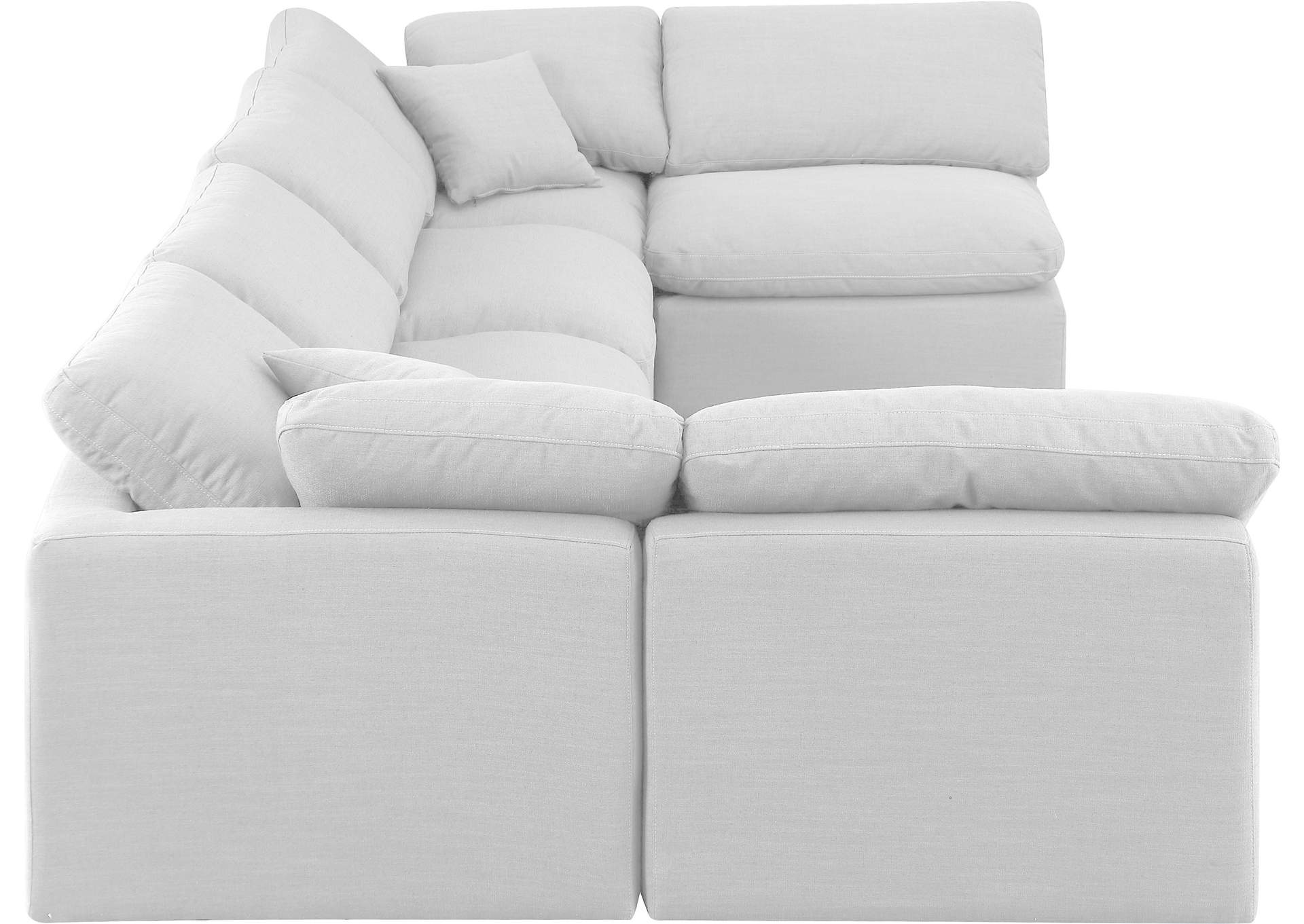 Indulge White Linen Textured Fabric Modular Sectional,Meridian Furniture