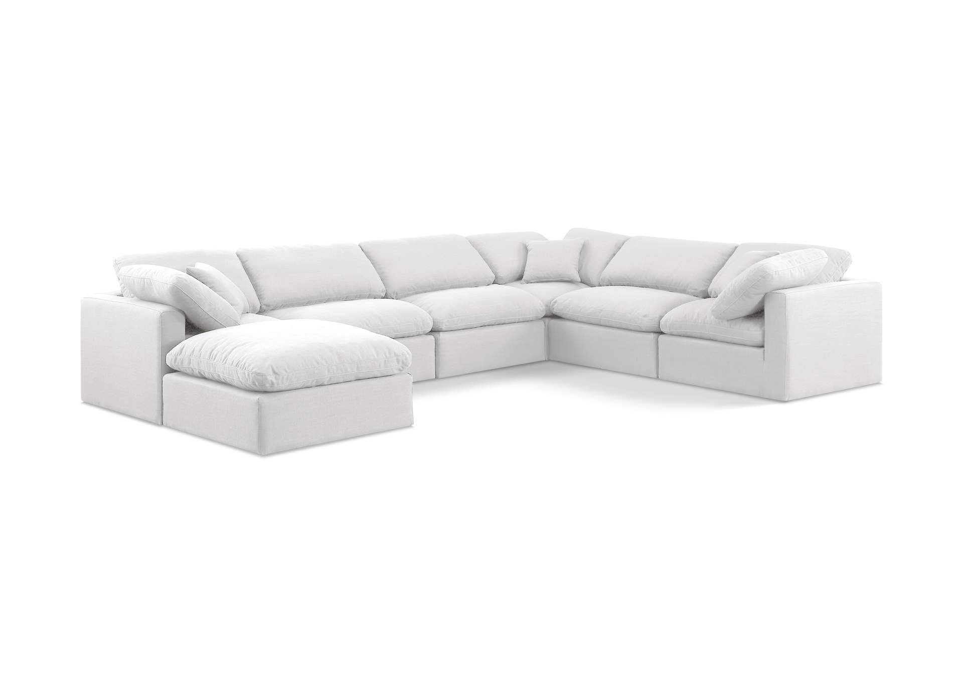 Indulge White Linen Textured Fabric Modular Sectional,Meridian Furniture