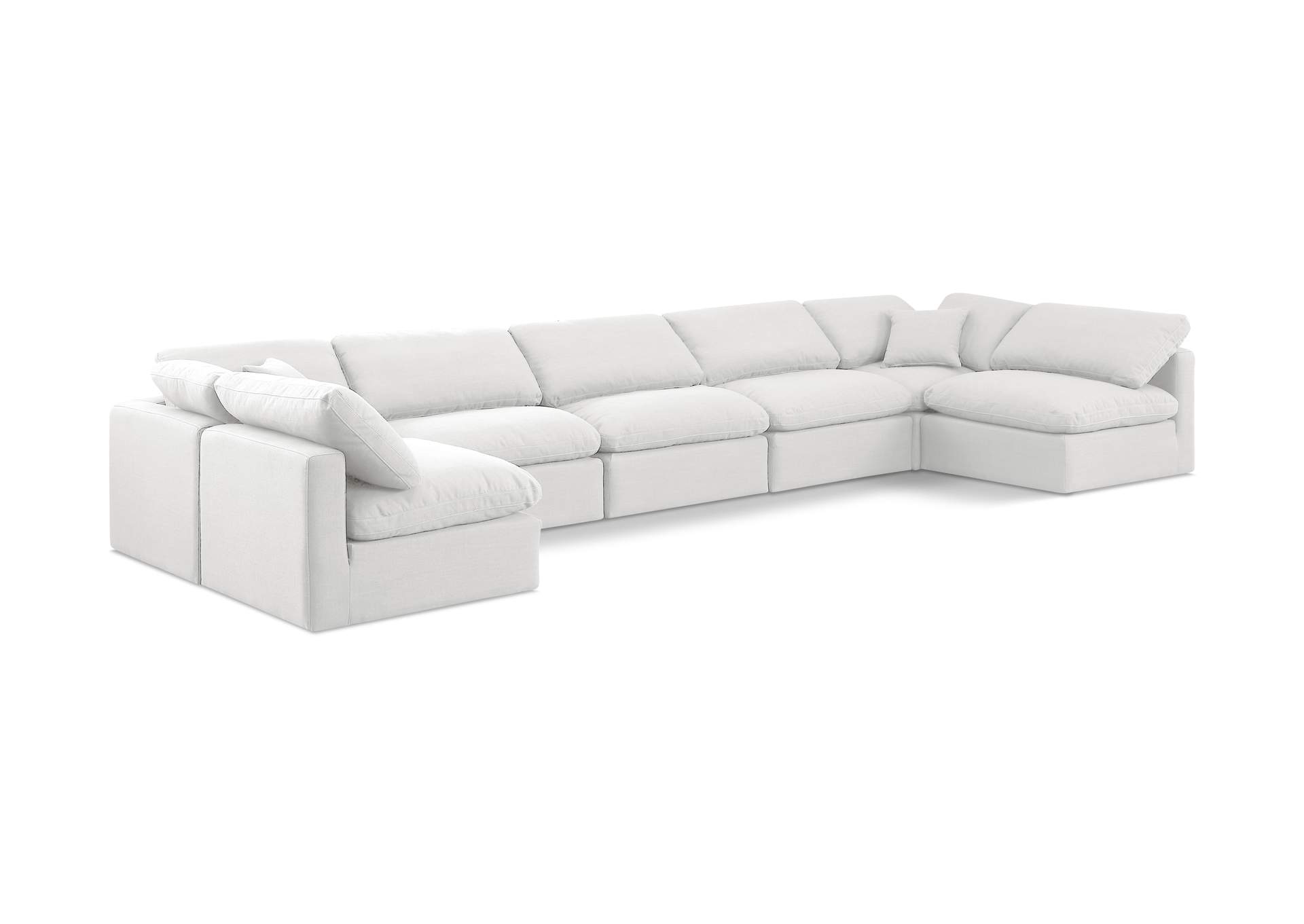Indulge White Linen Textured Fabric Modular Sectional,Meridian Furniture