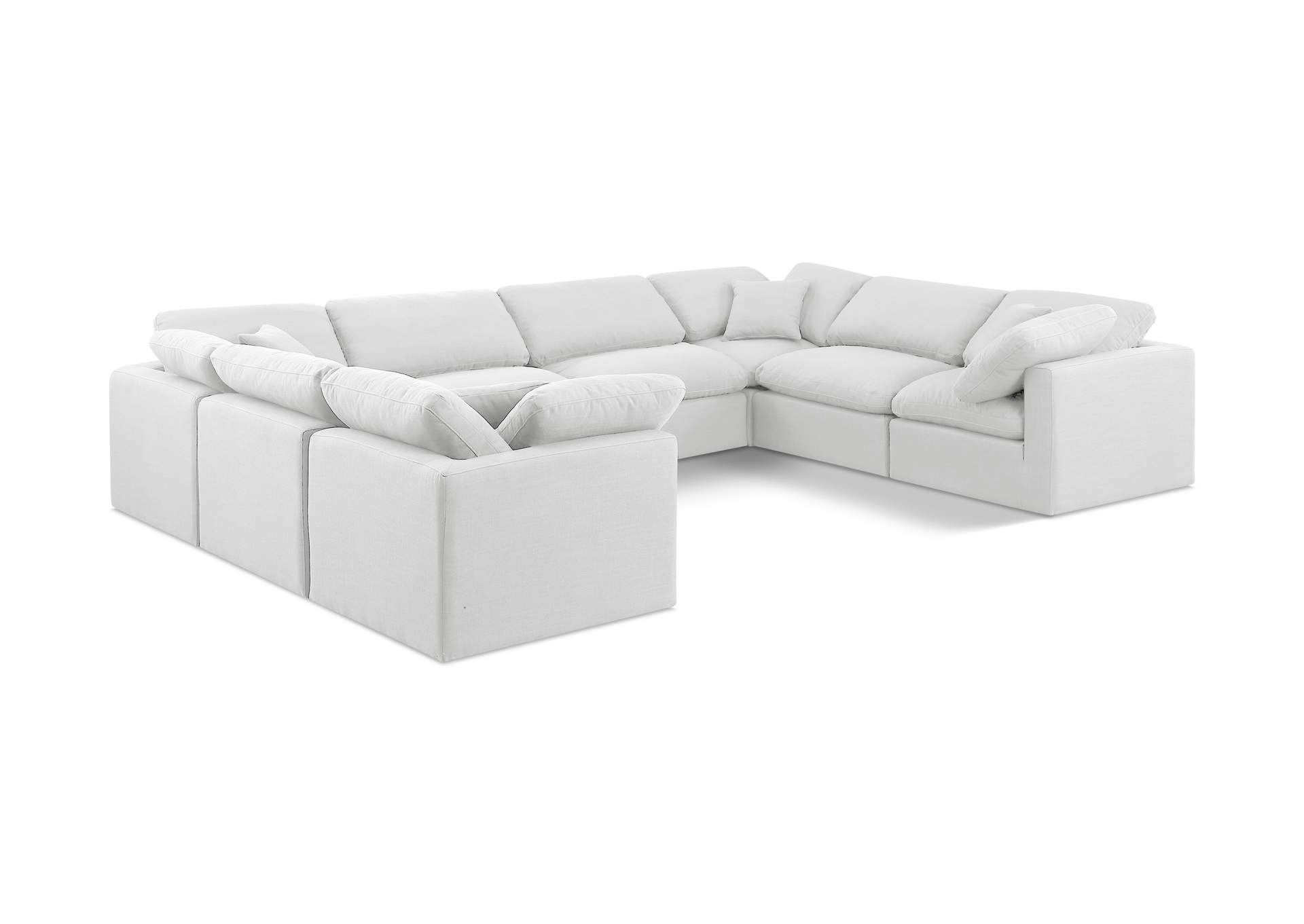 Indulge White Linen Textured Fabric Modular Sectional,Meridian Furniture